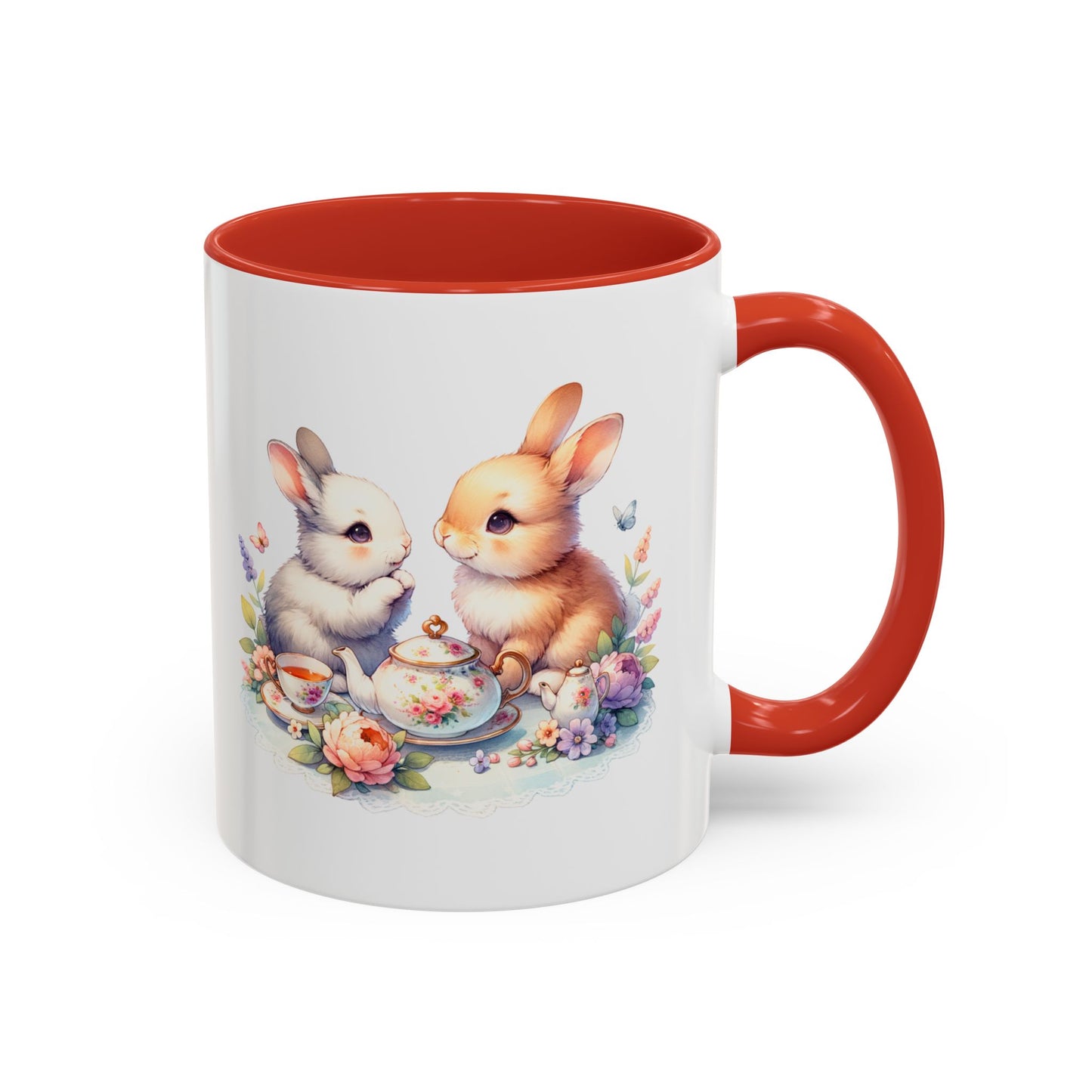 Whimsical Bunny Coffee Mug, Cute Bunny Mug for Spring, Easter Gift, Floral Rabbit Mug, Fun Coffee Cup