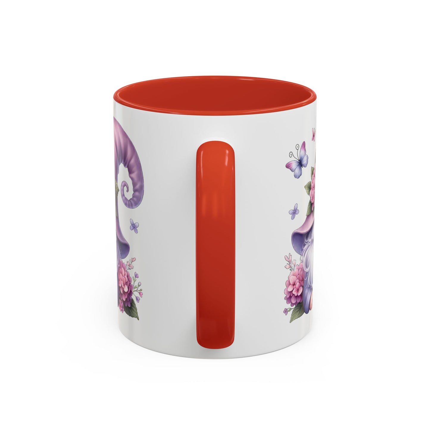 Gnome Floral Accent Coffee Mug, Cute Gnome Mug, Gift for Garden Lovers, Mother's Day Coffee Cup, Spring Decor, Personalized Mug