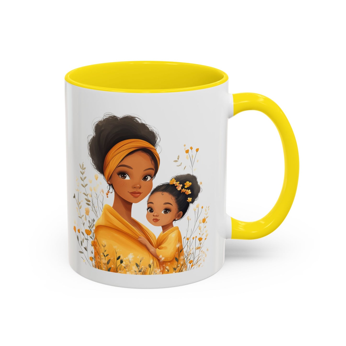 Cozy Mother & Child Coffee Mug, Floral Coffee Cup, Gift for Mom, Tea Lover’s Mug, Cute Mom Mug