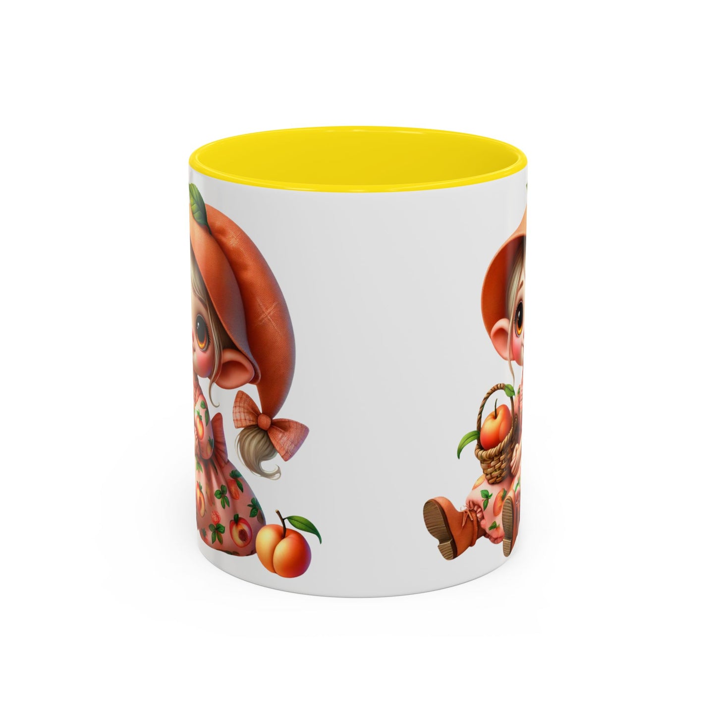Cute Peach Character Accent Coffee Mug - 11 & 15oz