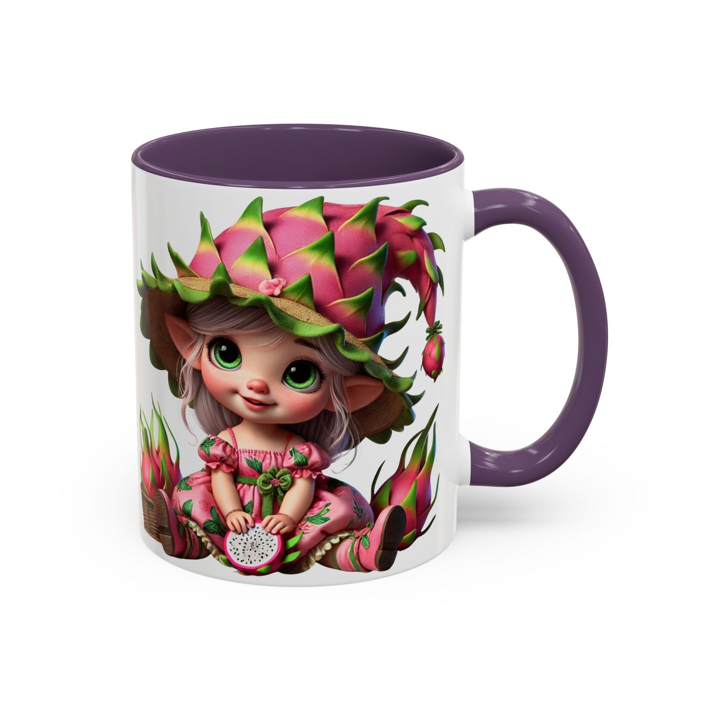 Whimsical Dragon Fruit Character Coffee Mug - Perfect for Plant Lovers & Fantasy Fans