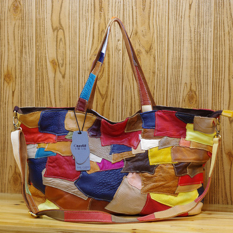 Hand stitched leather big bag