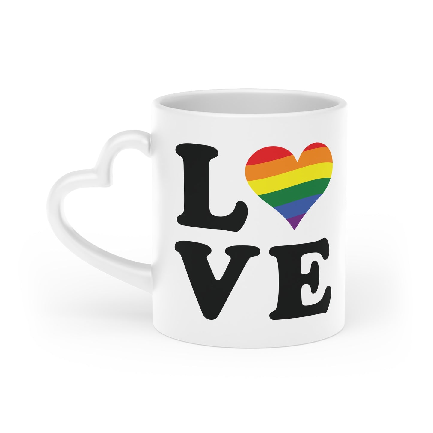 Rainbow Love Heart-Shaped Mug - Perfect for Pride and Everyday Coffee Enthusiasts