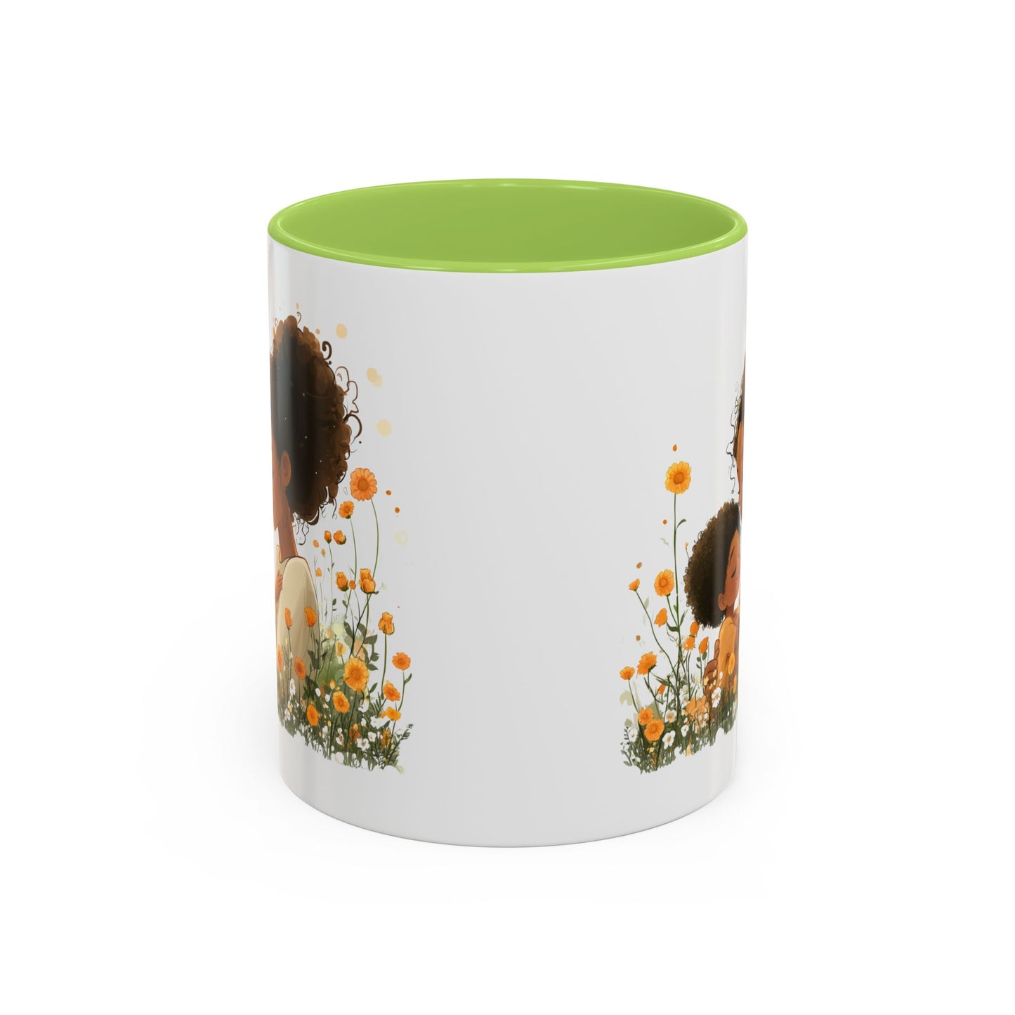 Emotional Motherhood Coffee Mug, Floral Mom & Child, Gift for Mother's Day, Family Bonding, Cozy Drinkware, Home Decor