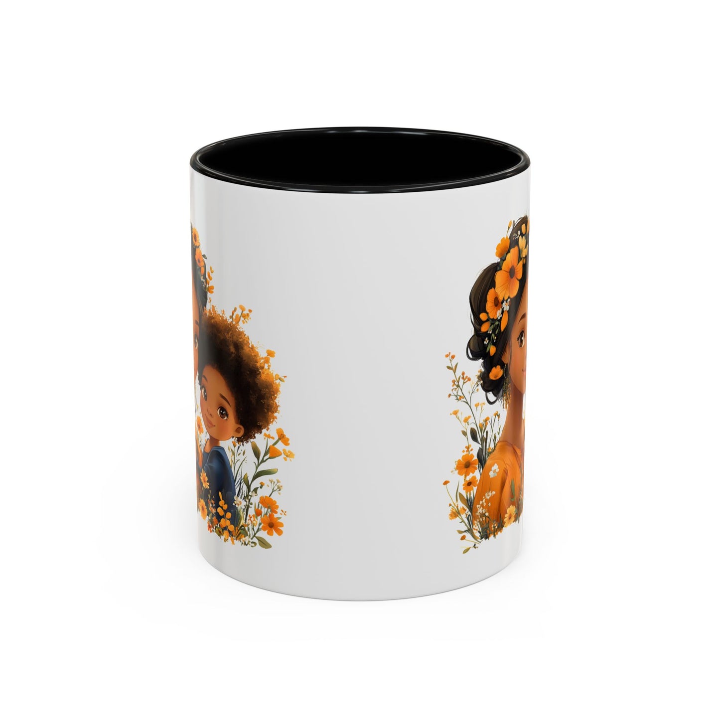 Floral Family Accent Coffee Mug - Mother's Day Gift, Cute Mug for Kids, Floral Design, Spring Decor, Family Bonding