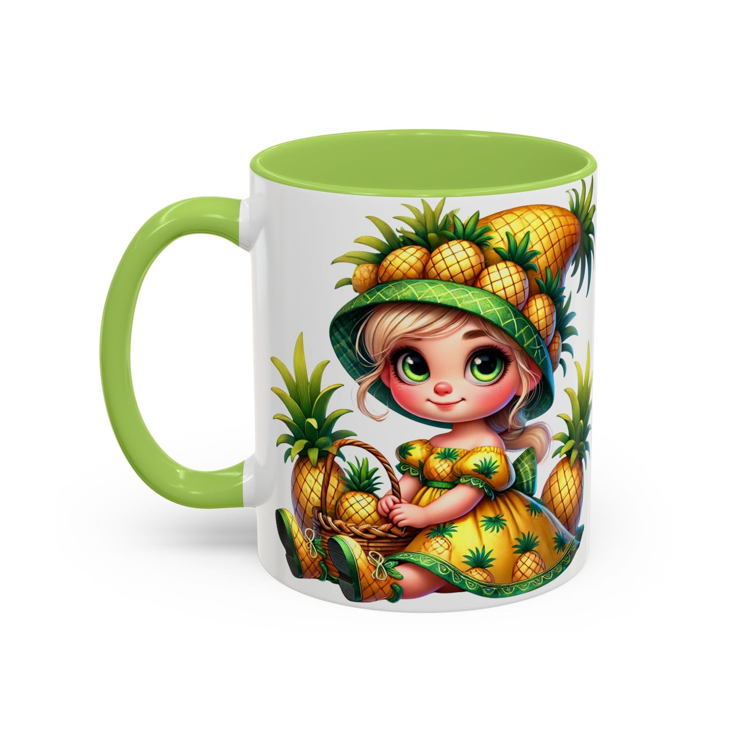 Pineapple Paradise Accent Coffee Mug - Cute Tropical Design, 11oz & 15oz