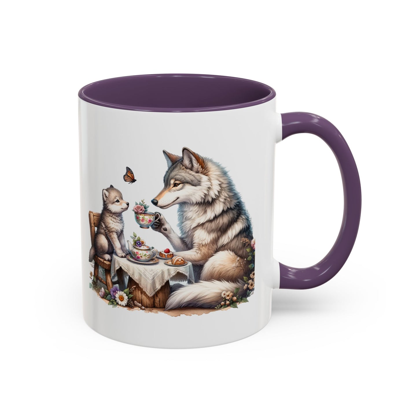 Whimsical Wolf Tea Time Mug | Cute Animal Coffee Cup, Gifts for Animal Lovers, Home Decor, Cozy Kitchen, Unique Gift Idea