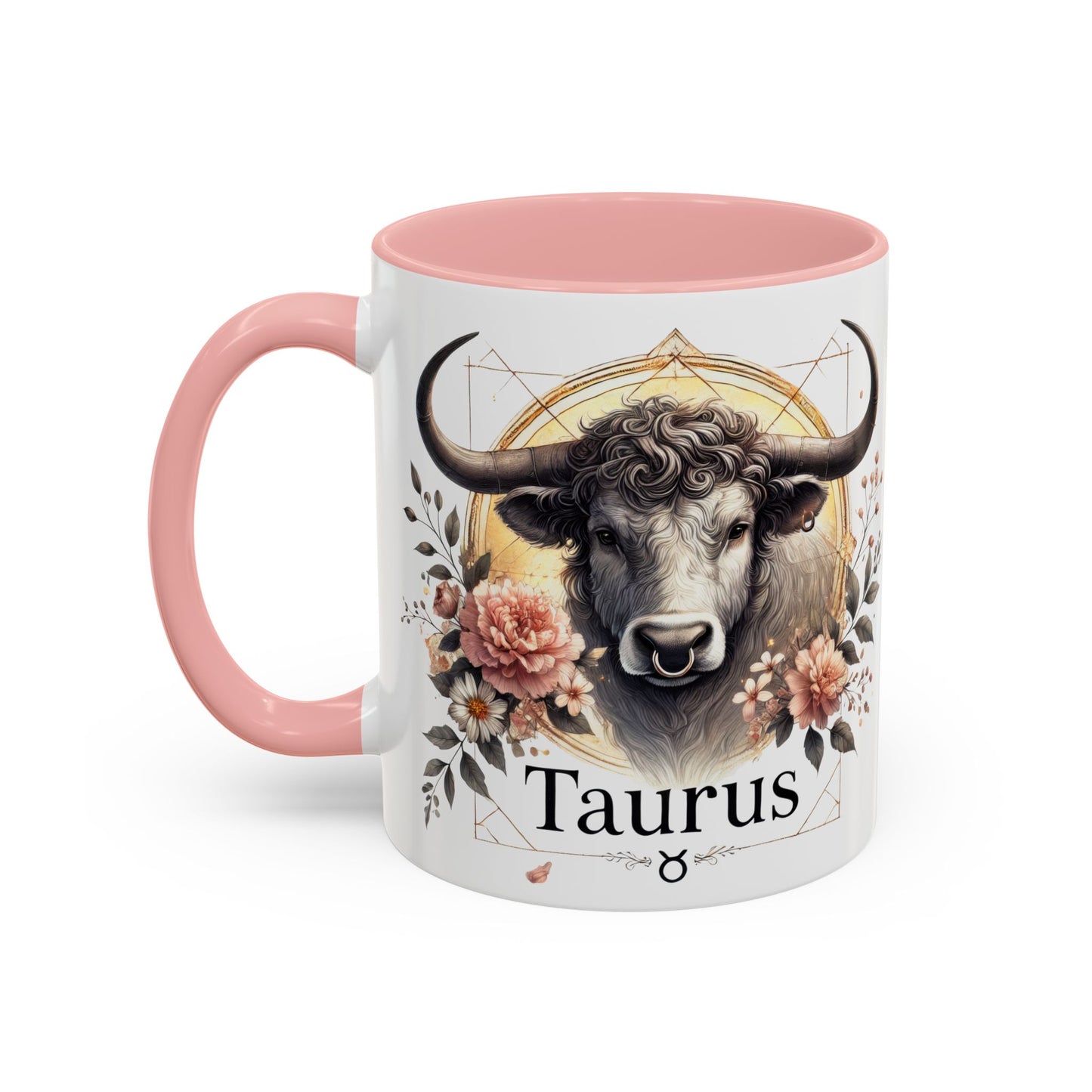 Taurus Floral Accent Coffee Mug | Astrology Gift for Taurus Fans | Office, Birthday, Zodiac Decor, Personalized Mug, Home & Kitchen