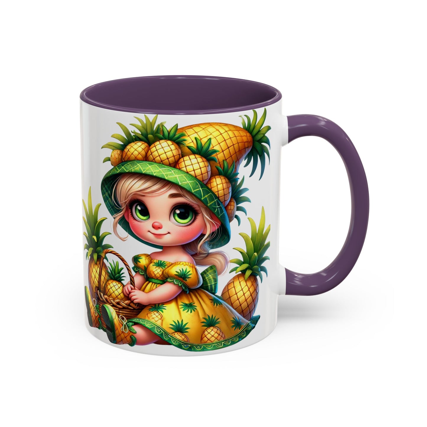 Pineapple Paradise Accent Coffee Mug - Cute Tropical Design, 11oz & 15oz