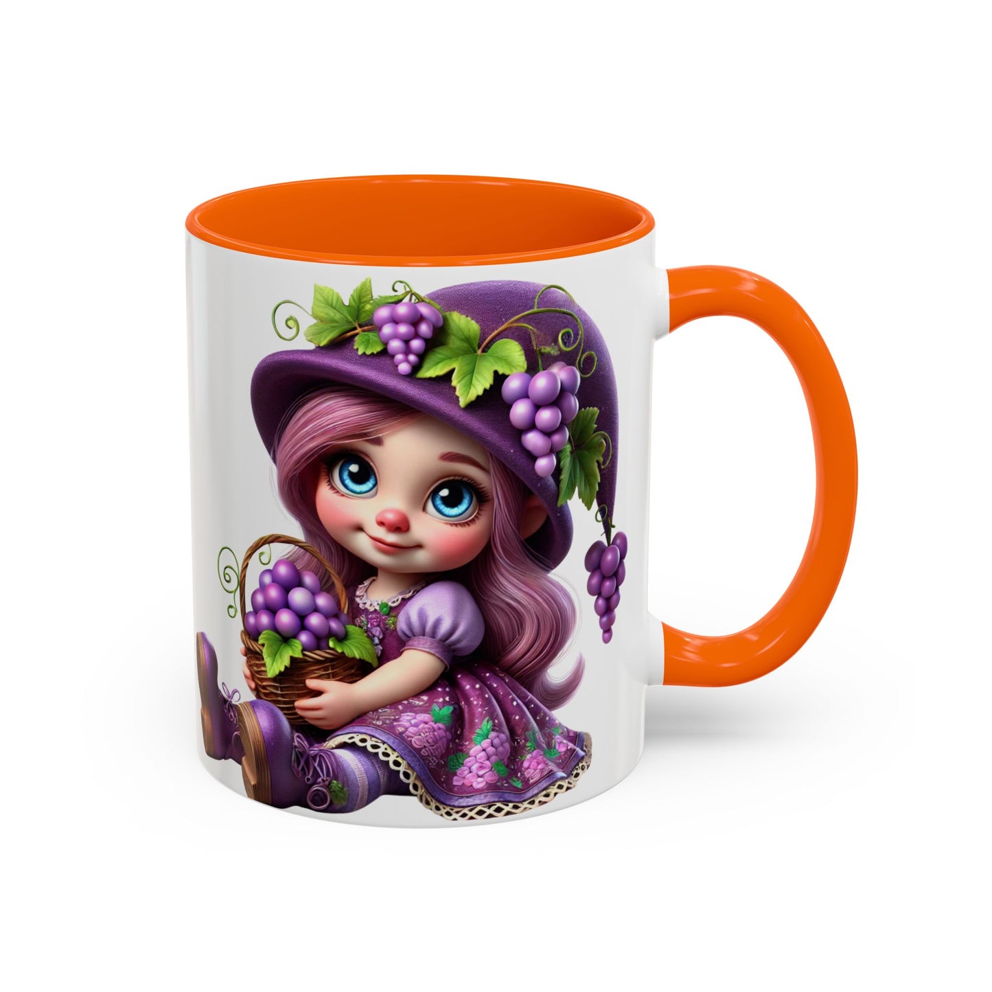 Whimsical Grape Girl Coffee Mug - Fun 11oz & 15oz Accent Mugs for Kids and Wine Lovers