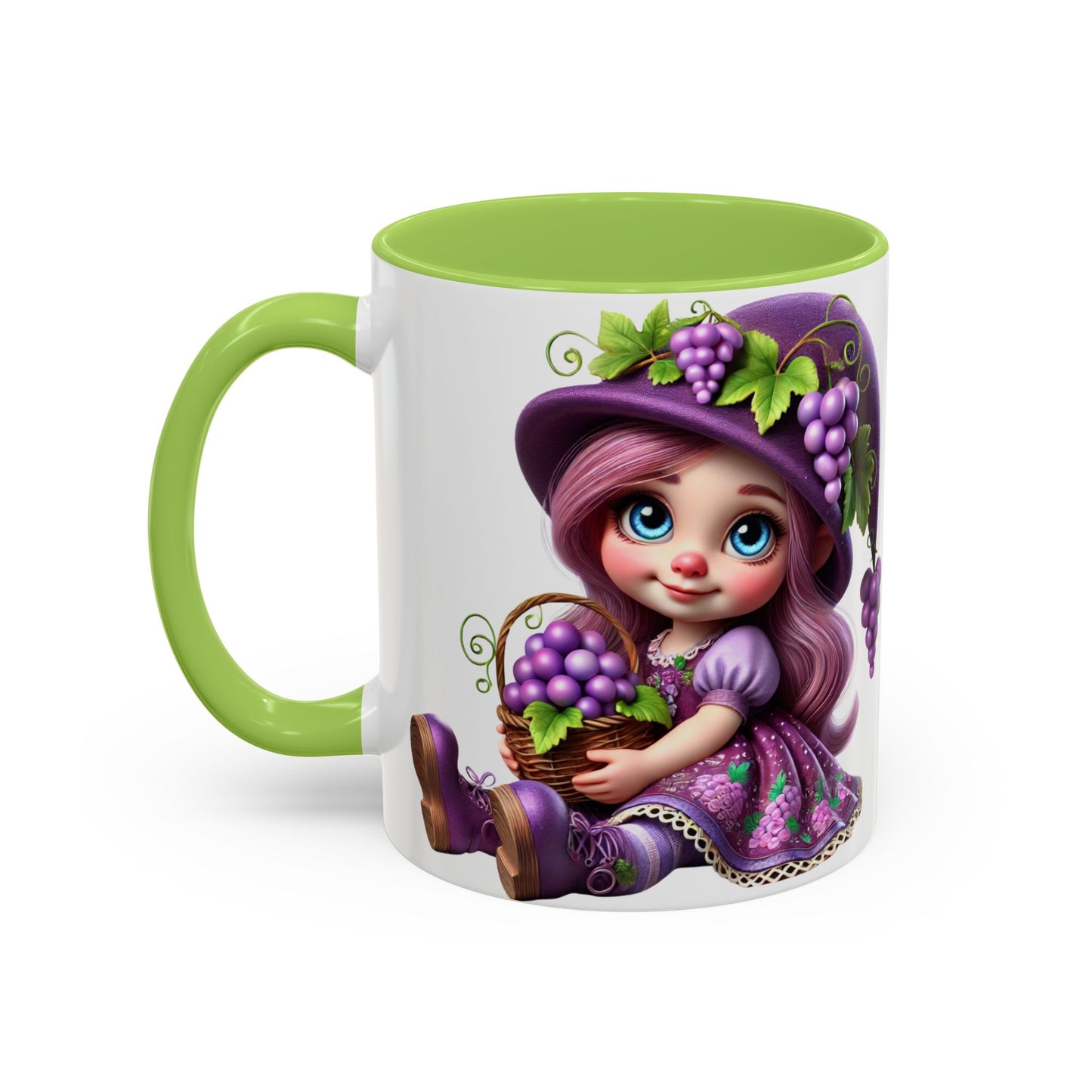 Whimsical Grape Girl Coffee Mug - Fun 11oz & 15oz Accent Mugs for Kids and Wine Lovers