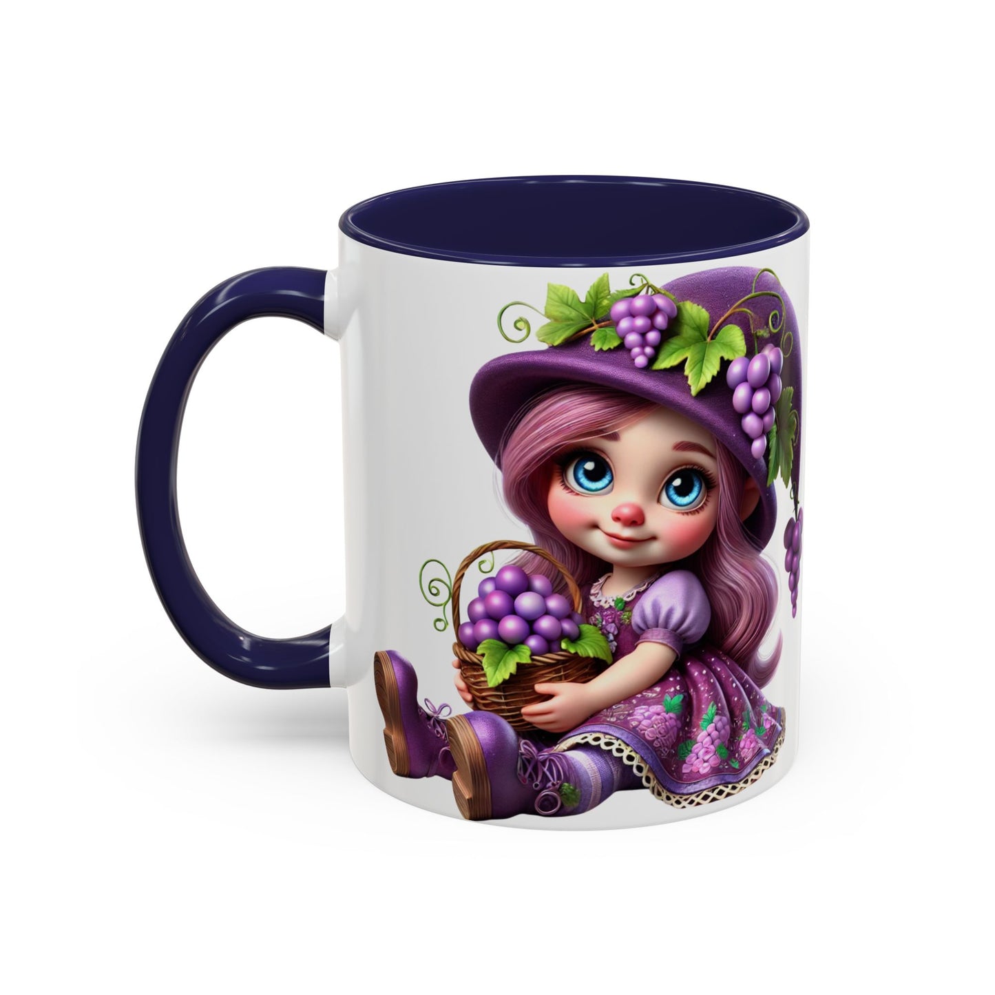 Whimsical Grape Girl Coffee Mug - Fun 11oz & 15oz Accent Mugs for Kids and Wine Lovers