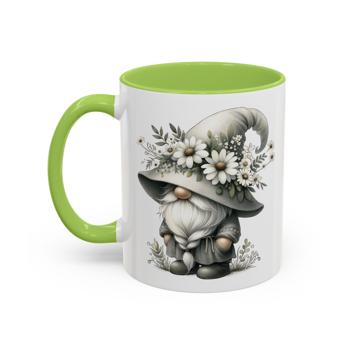 Whimsical Gnome Coffee Mug, Cute Floral Mug, Gift for Garden Lovers, Accent Mug for Coffee, Tea, and Hot Cocoa