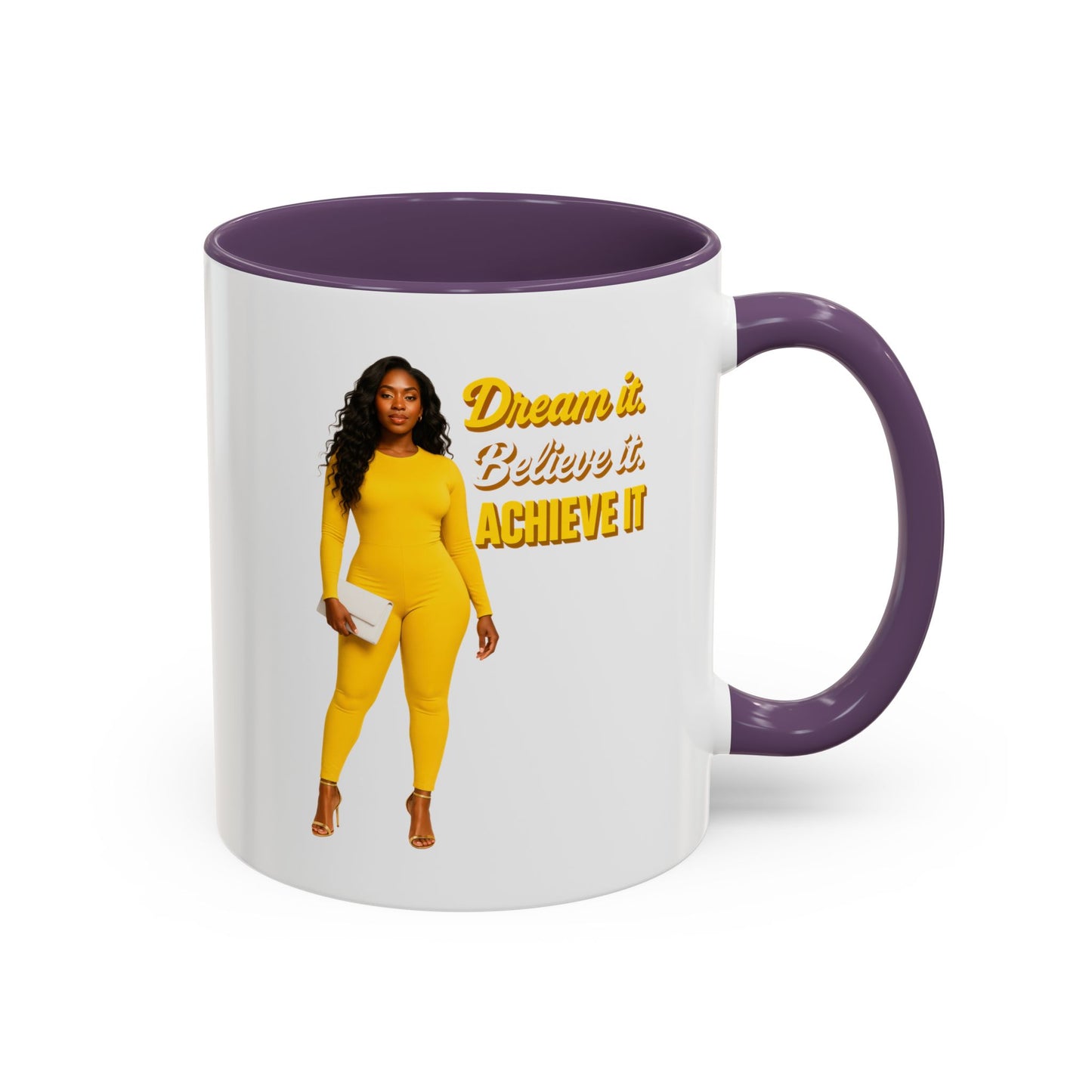 Inspiring Accent Coffee Mug - Dream It, Believe It, Achieve It, Motivational Gift, Coffee Lovers, Home Office Decor