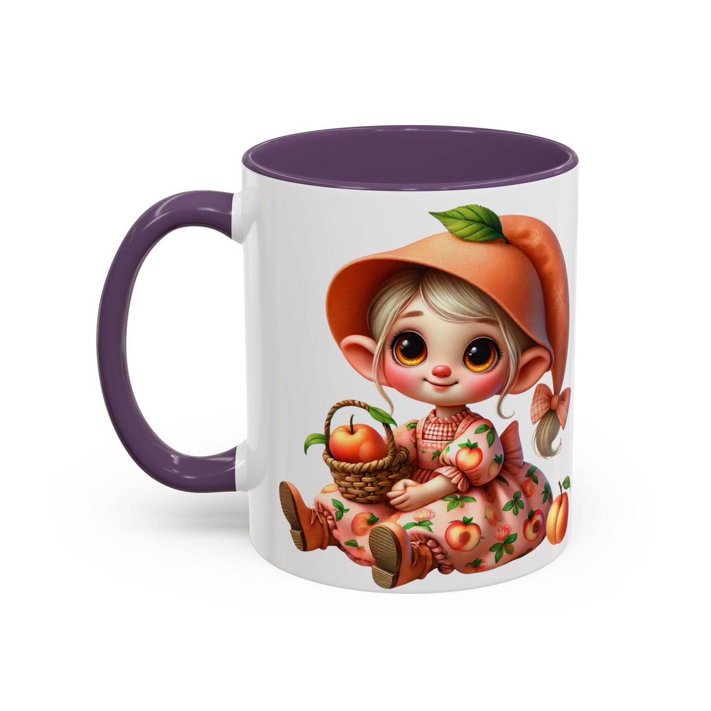 Cute Peach Character Accent Coffee Mug - 11 & 15oz