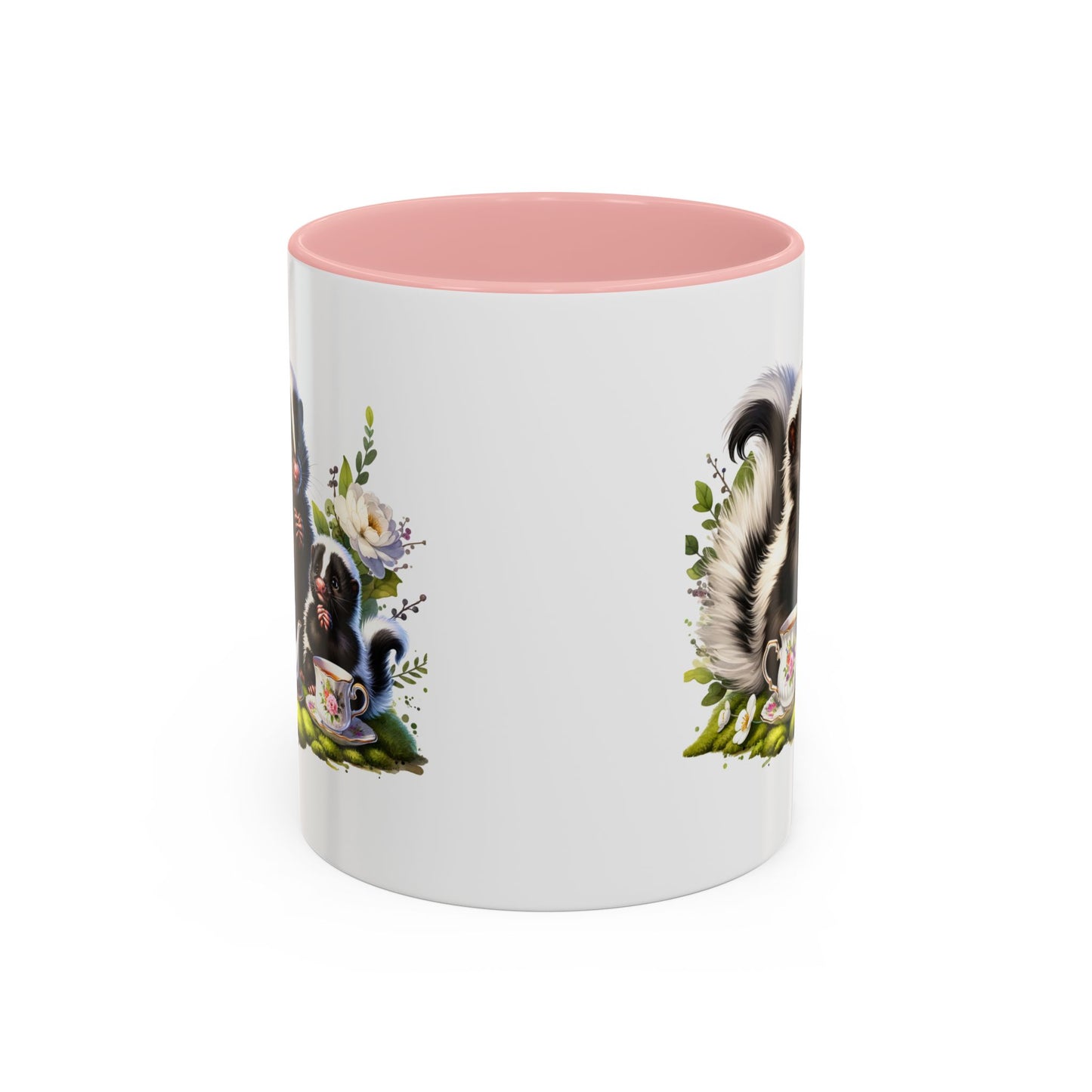 Whimsical Skunk Accent Coffee Mug - Cute Animal Art, Gift for Nature Lovers, Floral Design, Tea and Coffee Enthusiasts, Home Decor