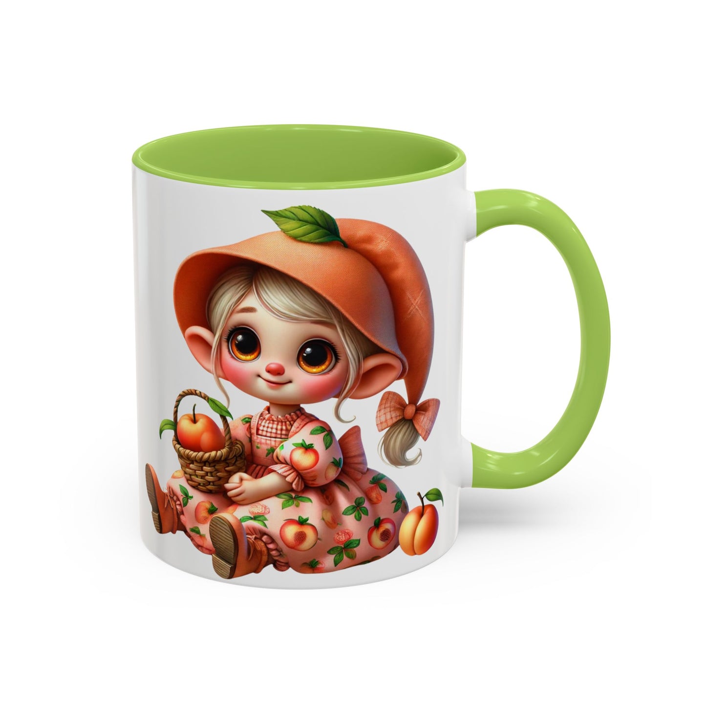 Cute Peach Character Accent Coffee Mug - 11 & 15oz