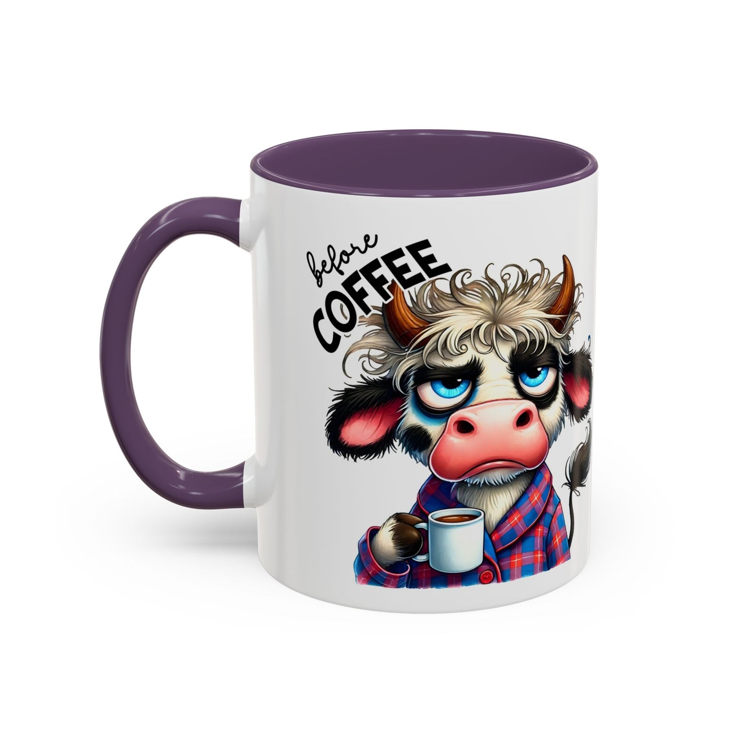 Caffeinated Cow Mug, Cute Animal Coffee Cup, Farmhouse Kitchen Gift, Fun Ceramic Mug for Coffee Lovers, Unique Drinkware for Holidays