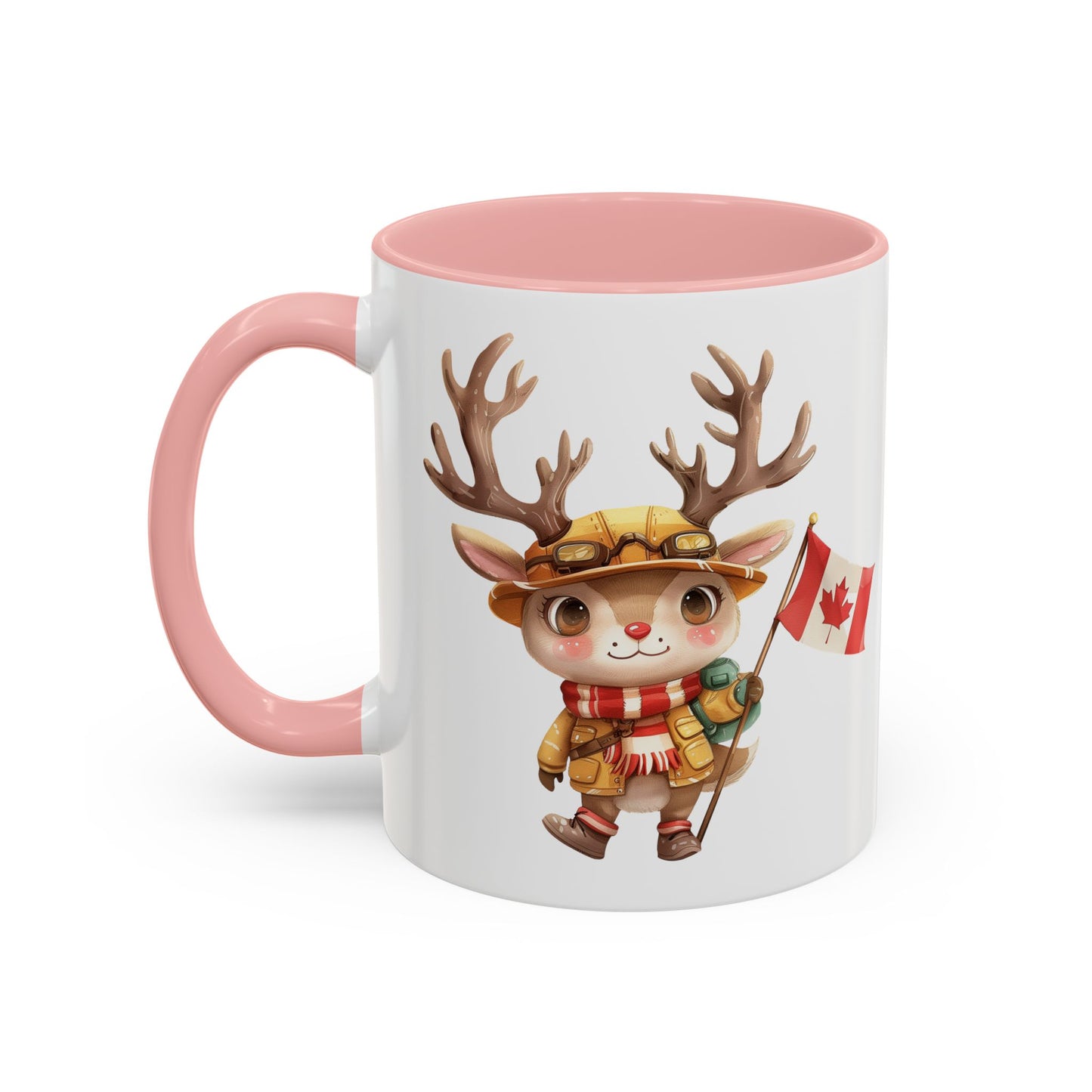Cute Canadian Reindeer Mug, Accent Coffee Cup for Animal Lovers, Holiday Gift, Cute Kitchen Decor, Seasonal Drinkware