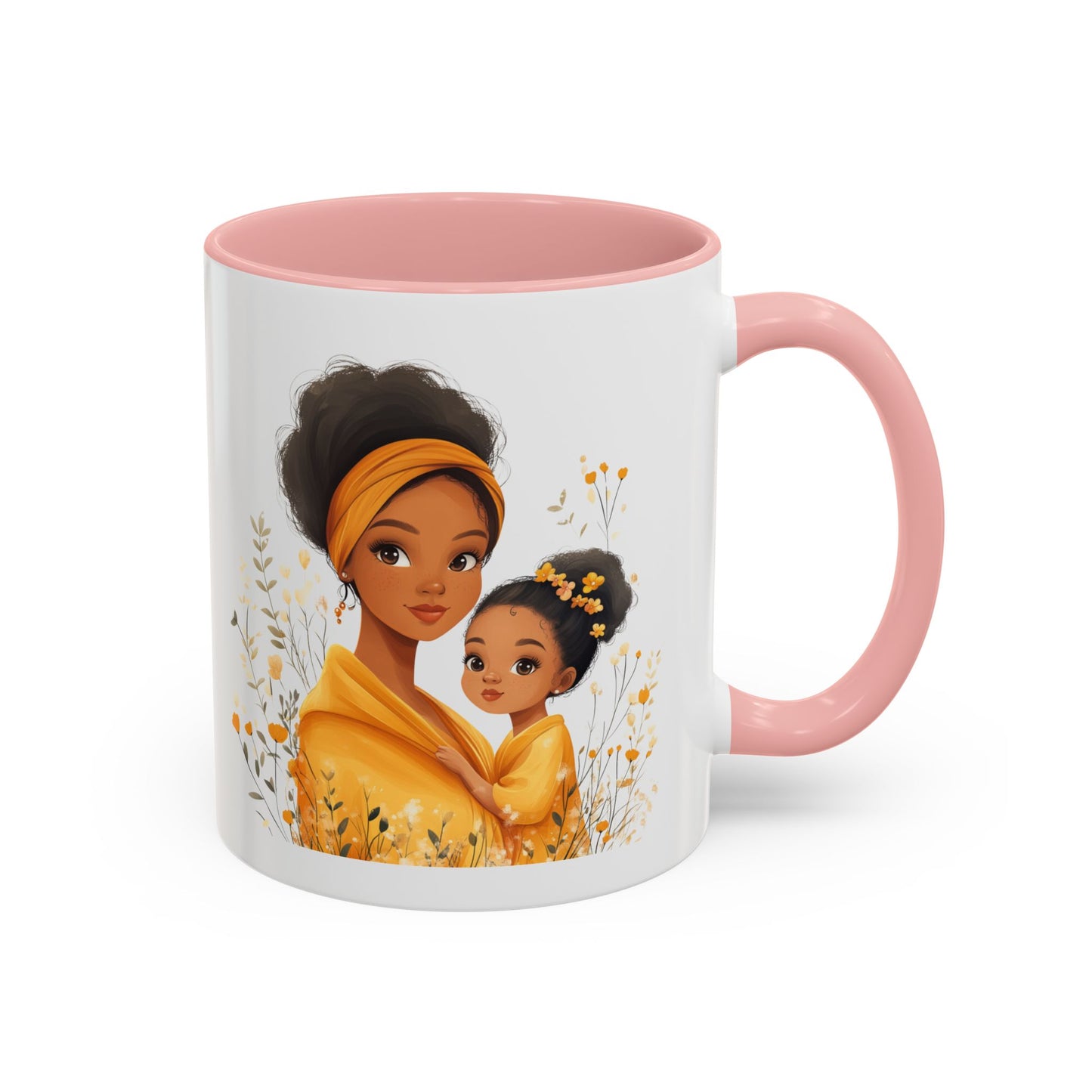 Cozy Mother & Child Coffee Mug, Floral Coffee Cup, Gift for Mom, Tea Lover’s Mug, Cute Mom Mug