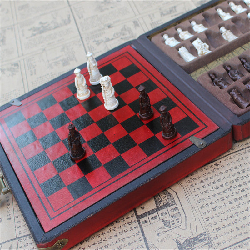 Antique chess mobile chess board
