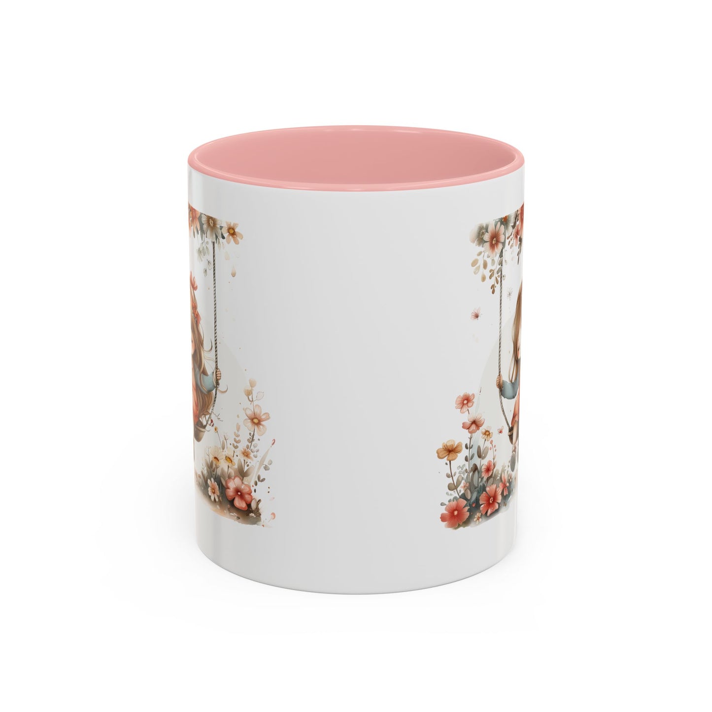 Cute Floral Swing Coffee Mug, Adorable Gift for Her, Tea Lover Mug, Cozy Home Decor, Birthday Gift, Floral Art Drinkware