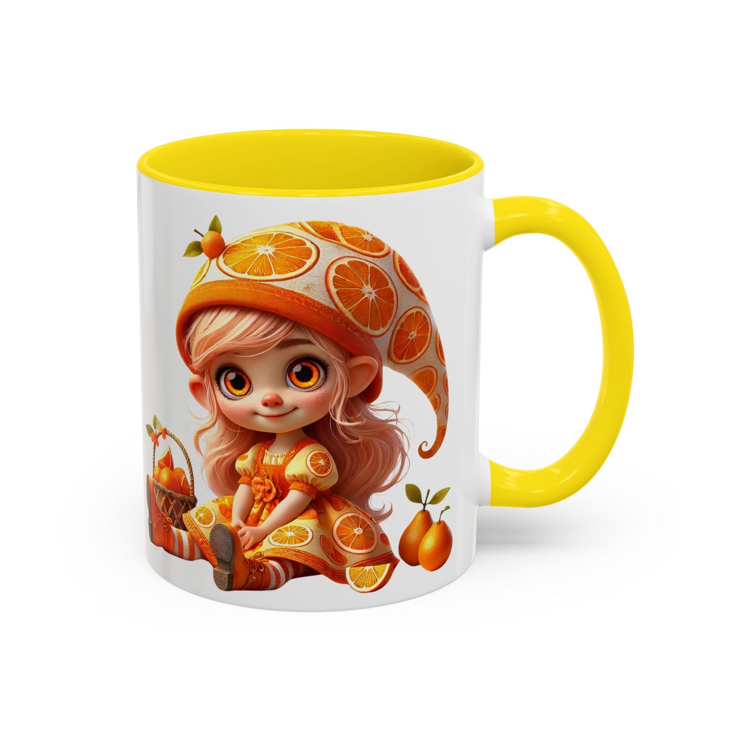 Whimsical Orange-Themed Coffee Mug, Cute Ceramic Cup for Fruit Lovers, Ideal Gift for Halloween, Birthdays, and Orange Enthusiasts