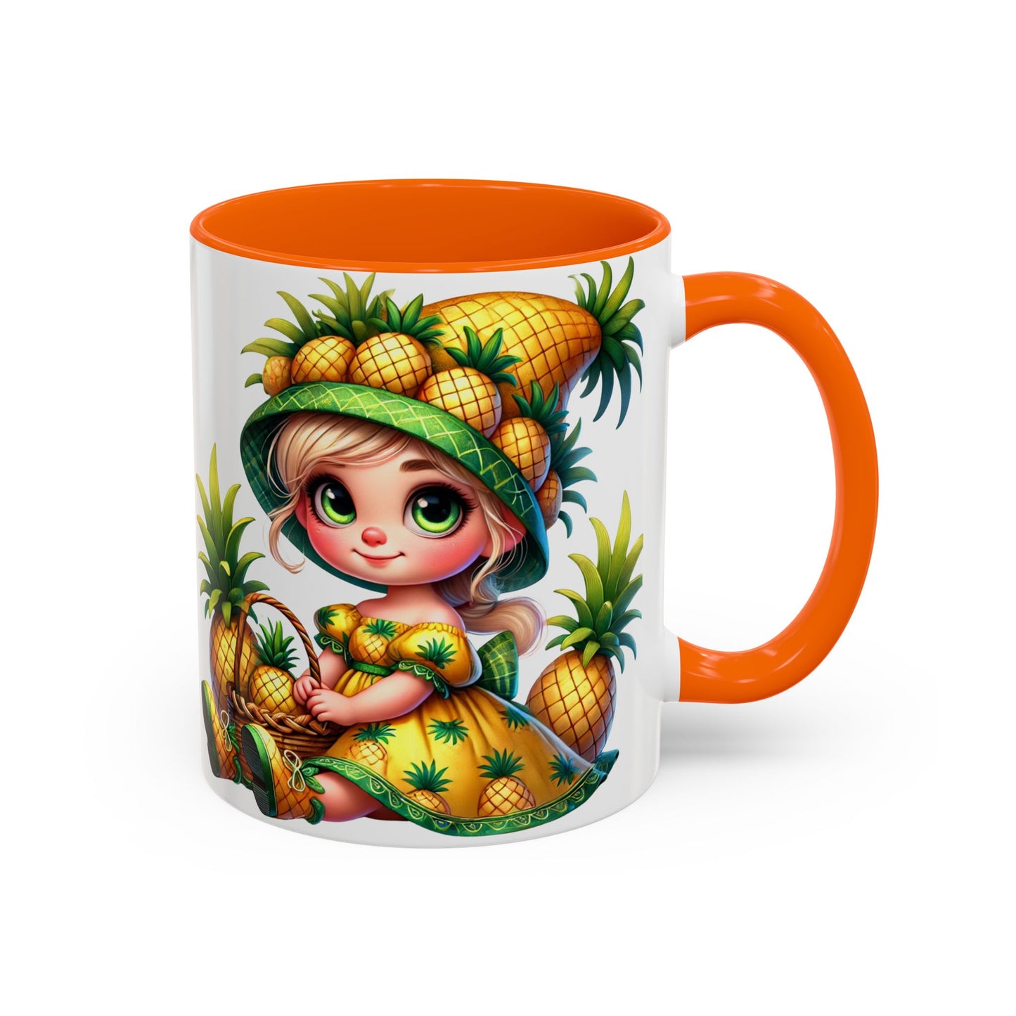 Pineapple Paradise Accent Coffee Mug - Cute Tropical Design, 11oz & 15oz