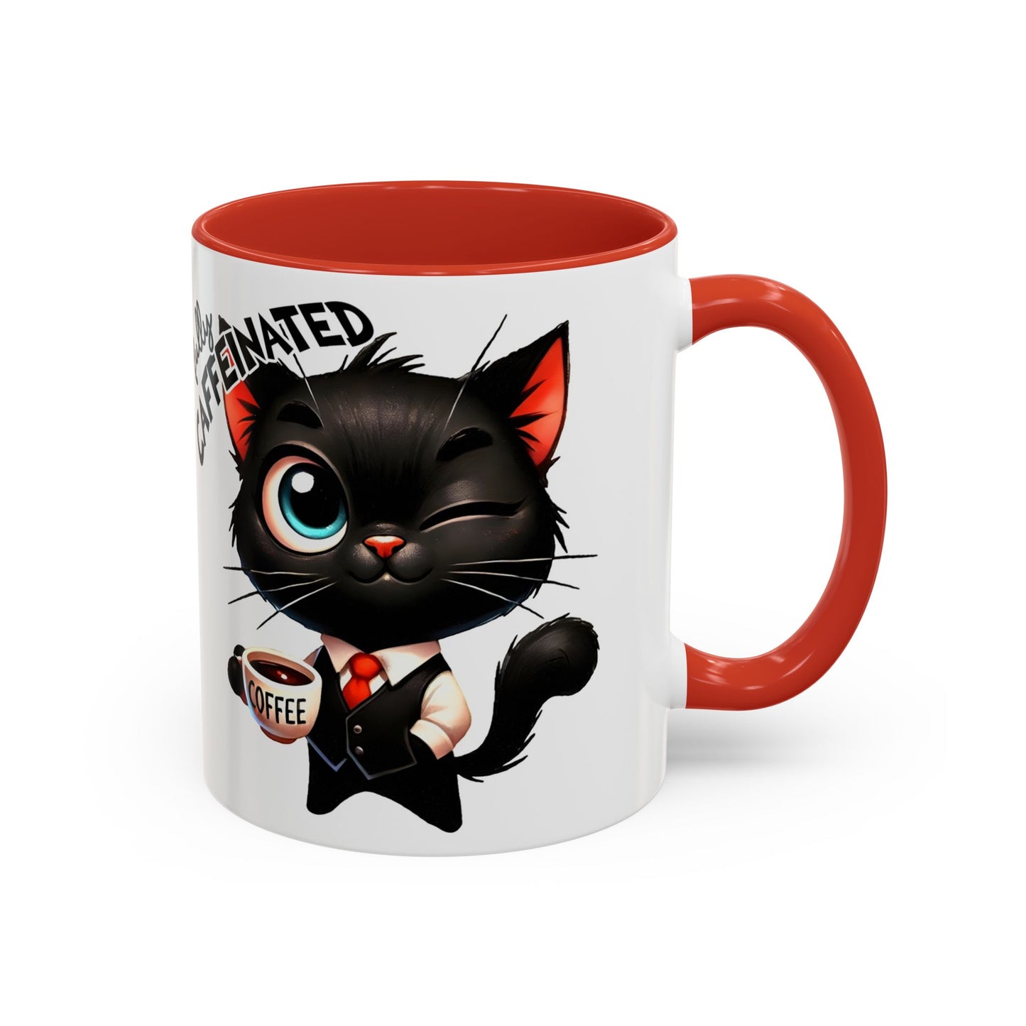 Whimsical Cat-Themed Coffee Mug, Fully Caffeinated, Gift for Cat Lovers, Fun Kitchen Decor, Birthday Gift, Unique Coffee Lover Mug