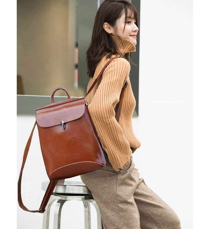 Vintage fashion leather large capacity travel backpack