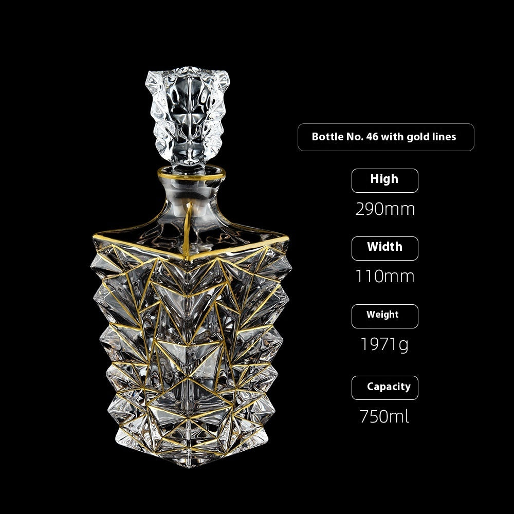 Gold Drawing Line Foreign Wine Bottle Crystal Glass Creative Whiskey Bottle