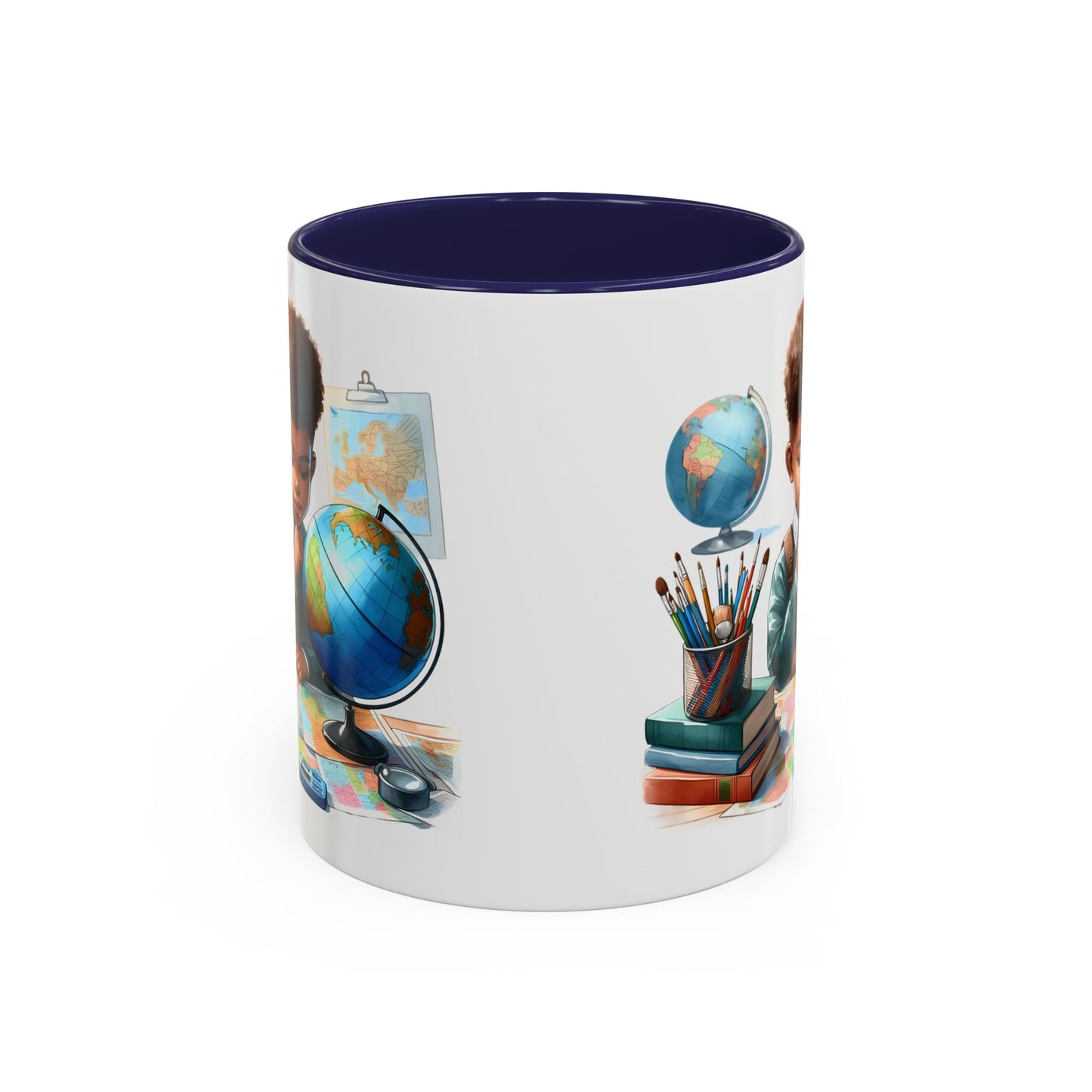 World Explorer Accent Coffee Mug - Perfect for Students, Travel Lovers, Teachers, Back to School, Gift for Kids