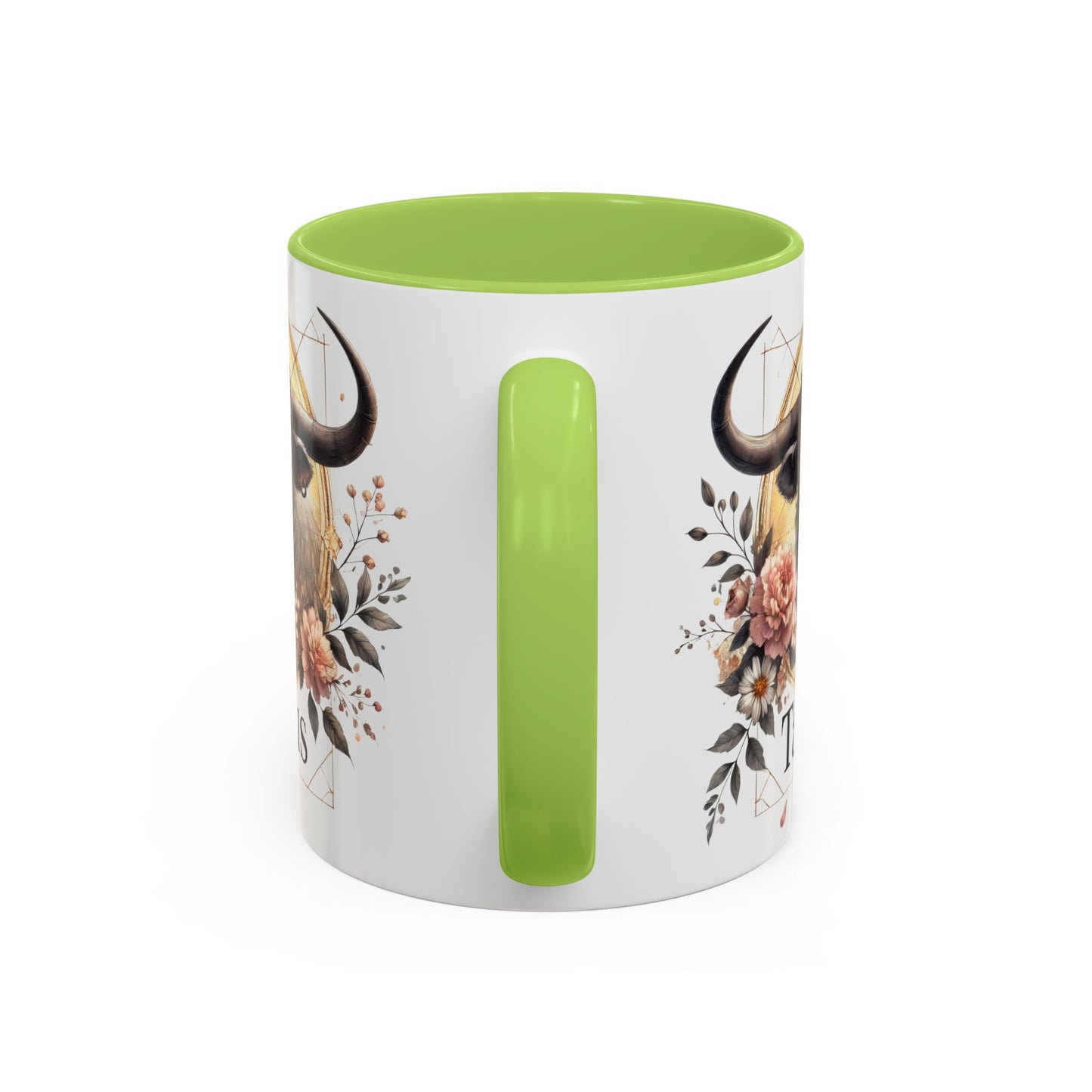 Taurus Floral Accent Coffee Mug | Astrology Gift for Taurus Fans | Office, Birthday, Zodiac Decor, Personalized Mug, Home & Kitchen