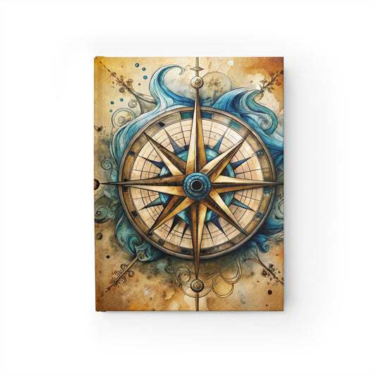 Compass-Themed Ruled Journal for Adventurers | Travel Notebook, Writing Diary, Gift for Explorers, Vintage Style, Travel Journal