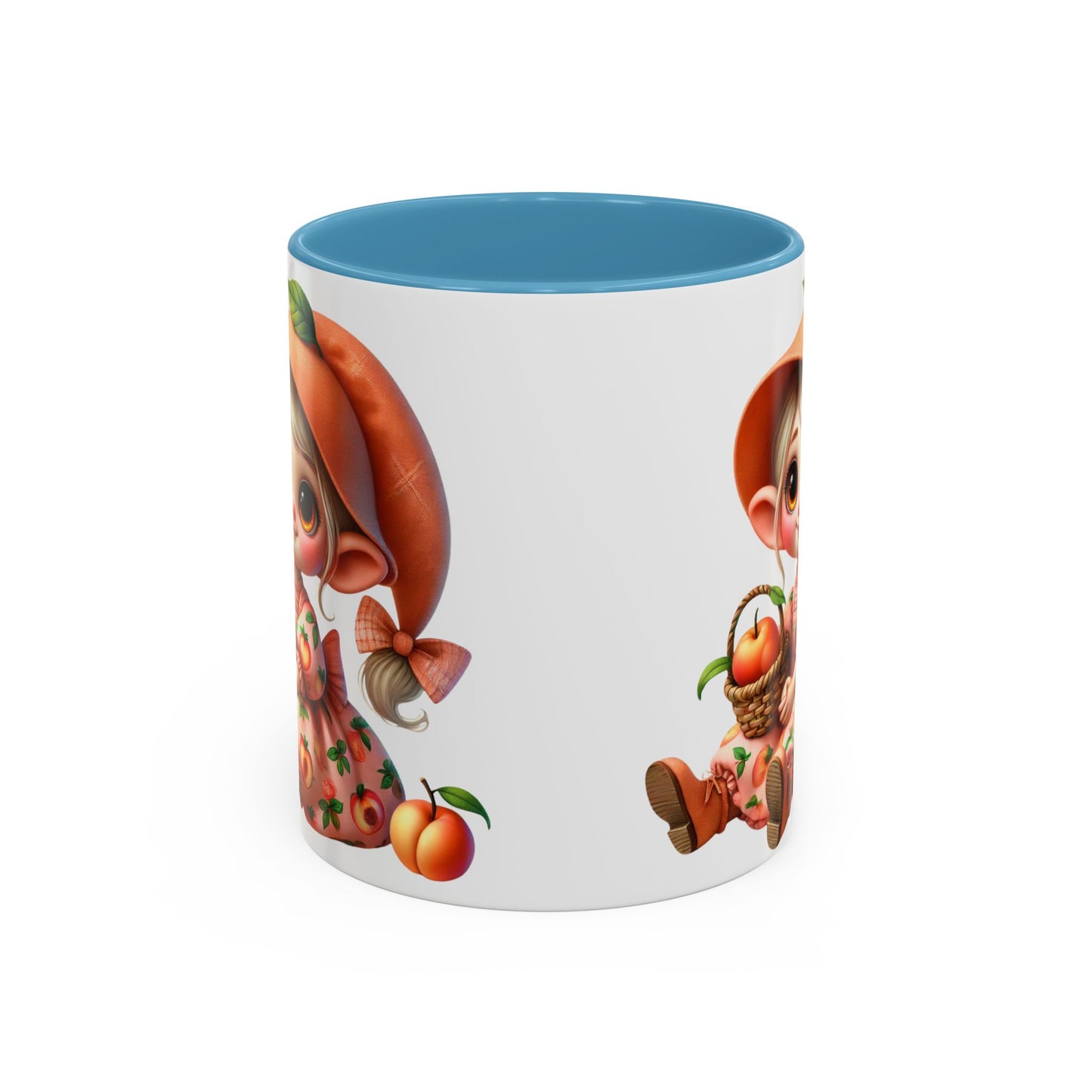 Cute Peach Character Accent Coffee Mug - 11 & 15oz