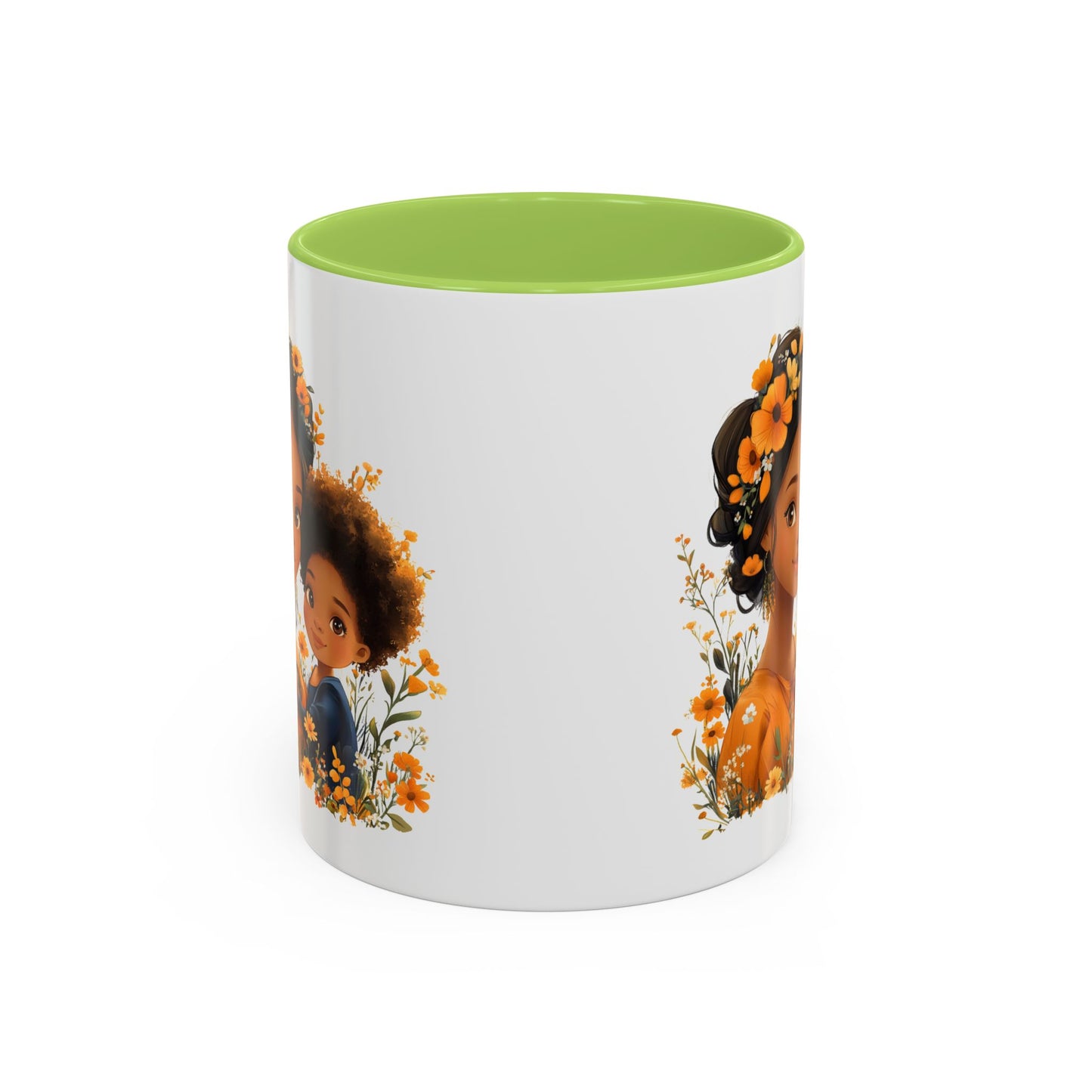 Floral Family Accent Coffee Mug - Mother's Day Gift, Cute Mug for Kids, Floral Design, Spring Decor, Family Bonding