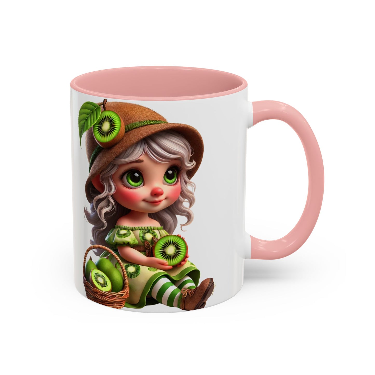 Whimsical Kiwi Accent Coffee Mug - Adorable Greenery Design for Nature Lovers