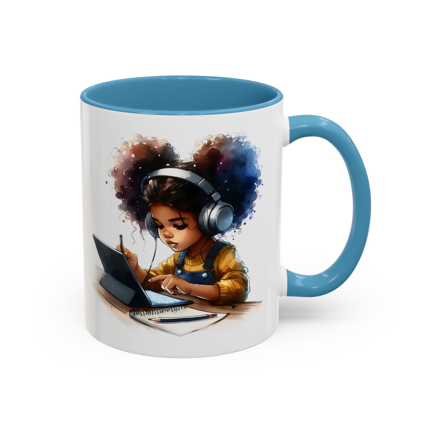 Vibrant Kid's Study Mug, Art Inspired Coffee Cup, Black Handle Tea Mug, Creative Gift for Students, Birthday Present