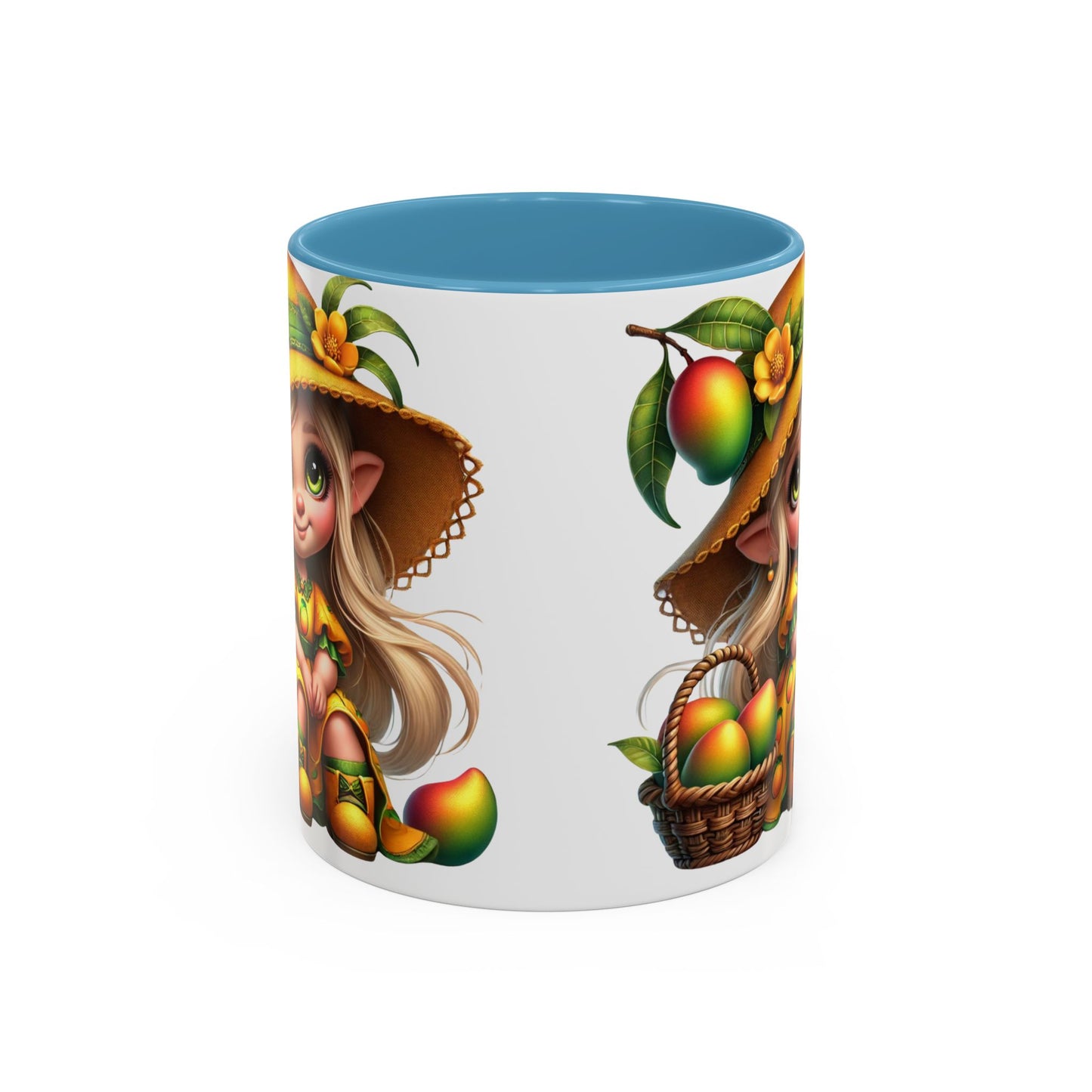 Whimsical Mango Fairy Coffee Mug - Cute Illustrative Design for Fruit Lovers