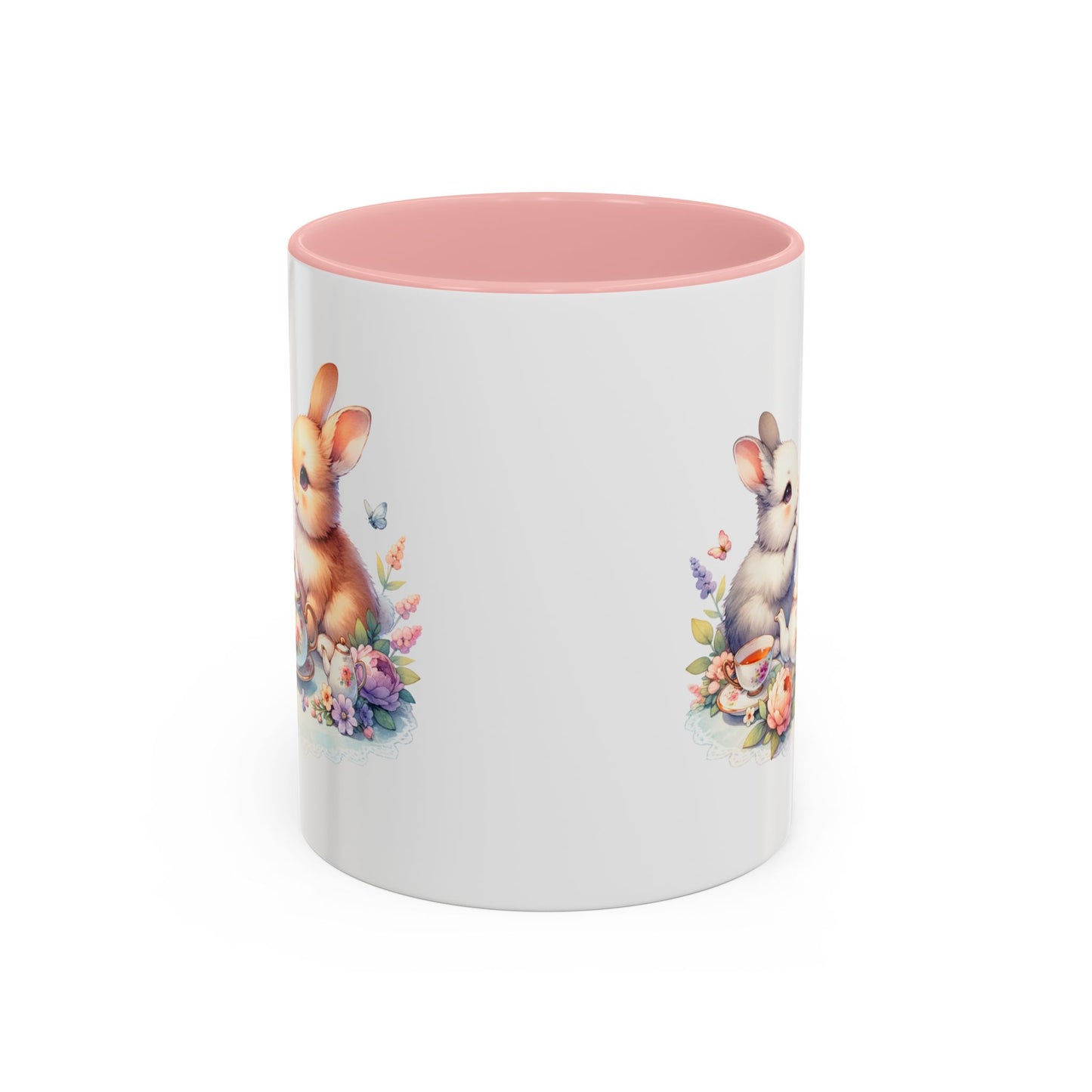 Whimsical Bunny Coffee Mug, Cute Bunny Mug for Spring, Easter Gift, Floral Rabbit Mug, Fun Coffee Cup