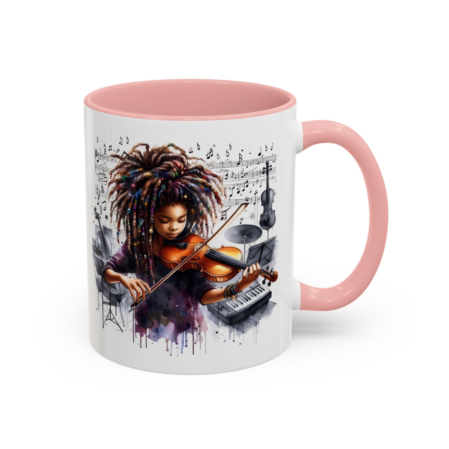 Musical Accent Coffee Mug, Music Lover Gift, Black and White Mug, Jazz Theme Mug, Artist Appreciation