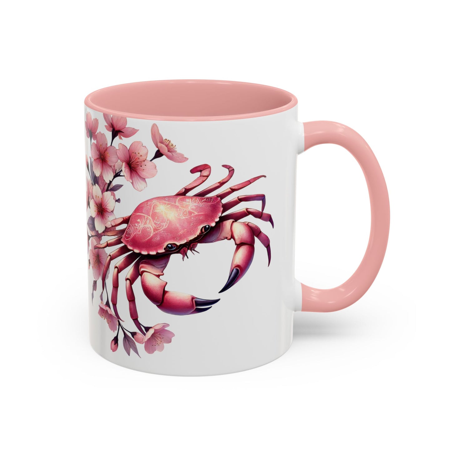 Artistic Crab & Cherry Blossom Mug - 11 & 15oz Accent Coffee Cup