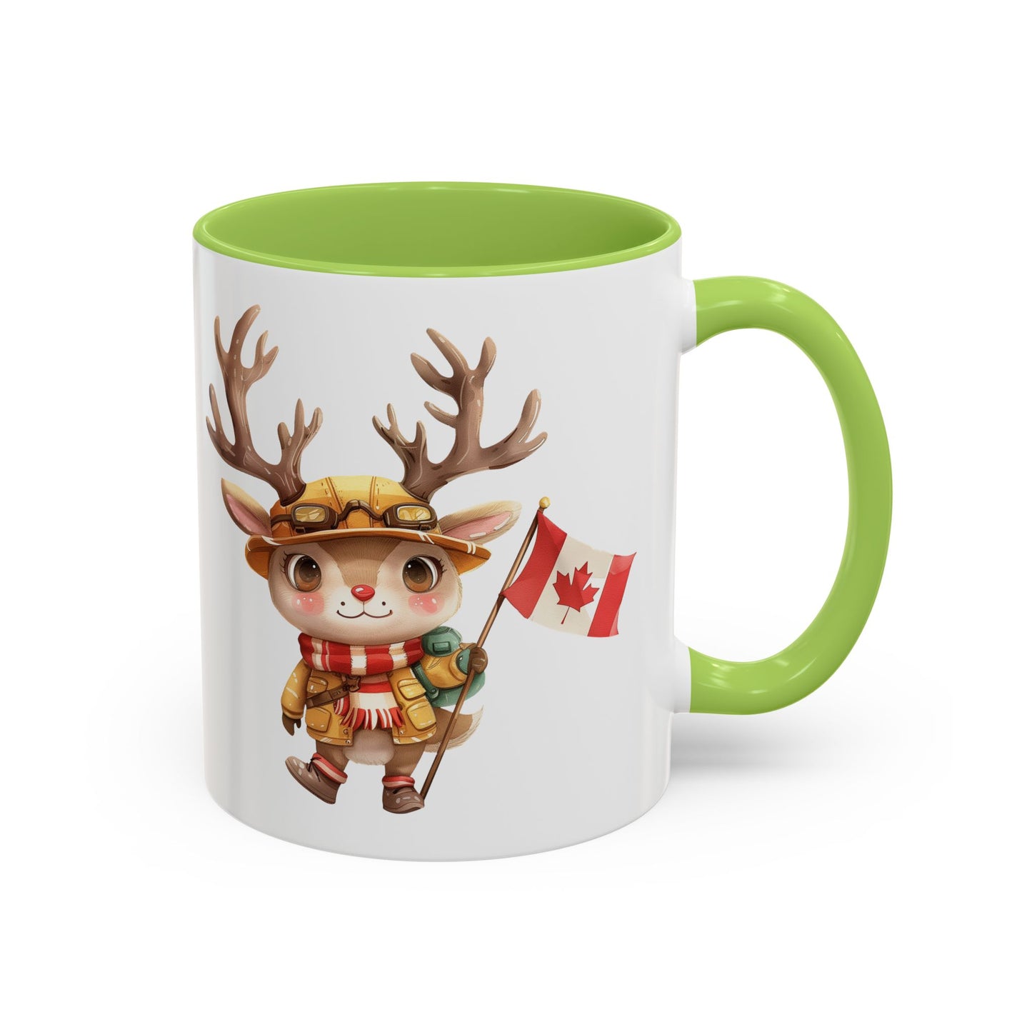 Cute Canadian Reindeer Mug, Accent Coffee Cup for Animal Lovers, Holiday Gift, Cute Kitchen Decor, Seasonal Drinkware