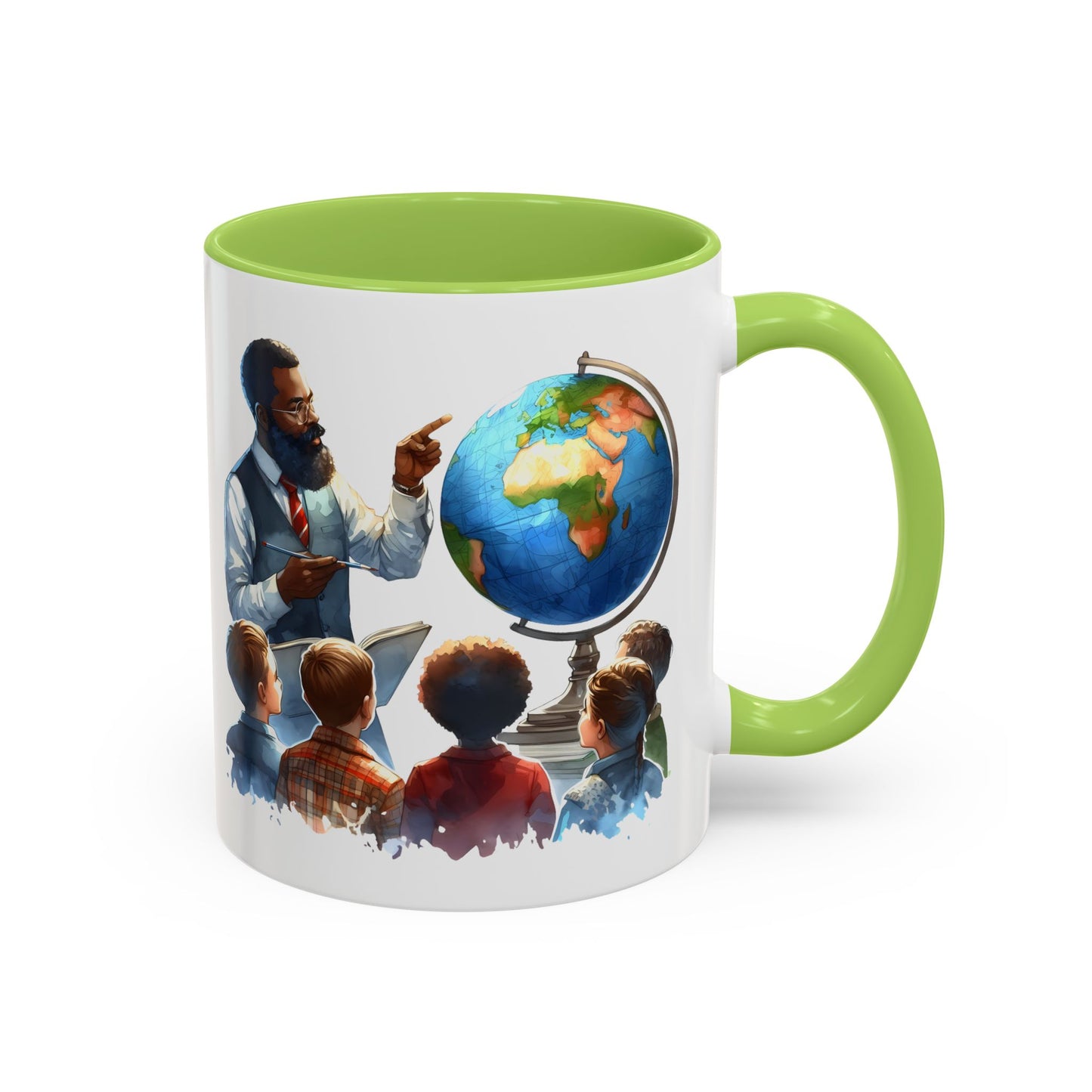 World Teacher Accent Coffee Mug - Inspiring Gift for Educators, Classroom Decor, Study Sessions, Teacher Appreciation, Travel Enthusiasts