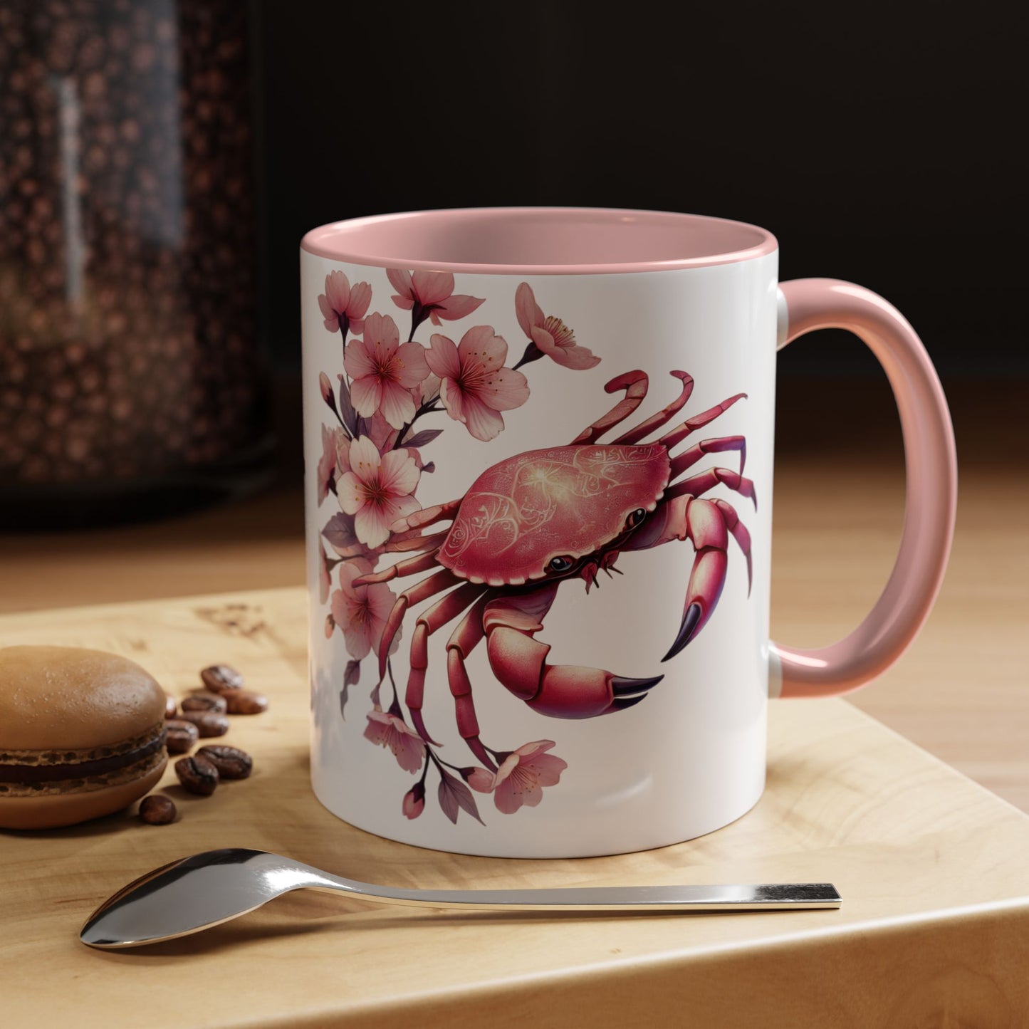 Artistic Crab & Cherry Blossom Mug - 11 & 15oz Accent Coffee Cup