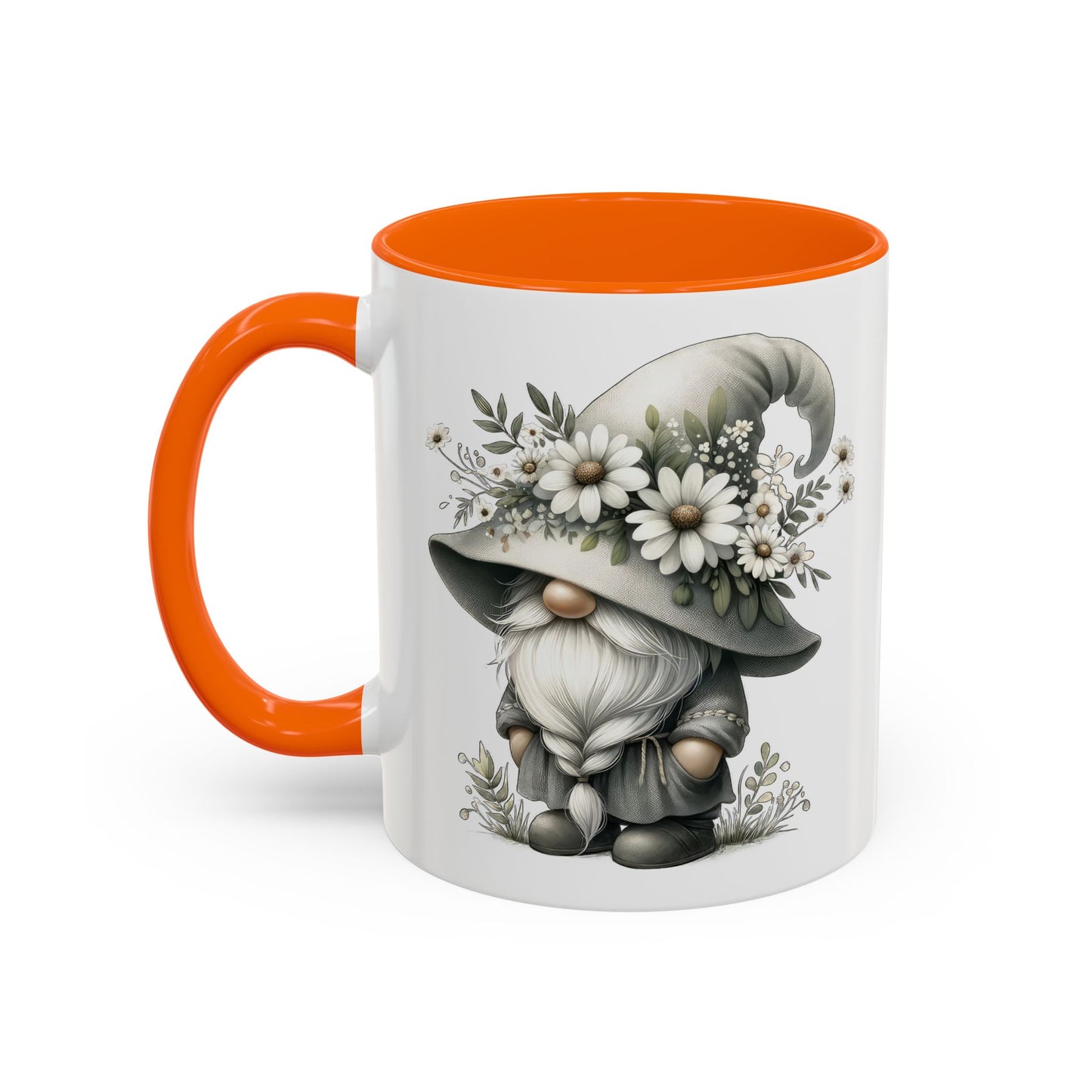 Whimsical Gnome Coffee Mug, Cute Floral Mug, Gift for Garden Lovers, Accent Mug for Coffee, Tea, and Hot Cocoa