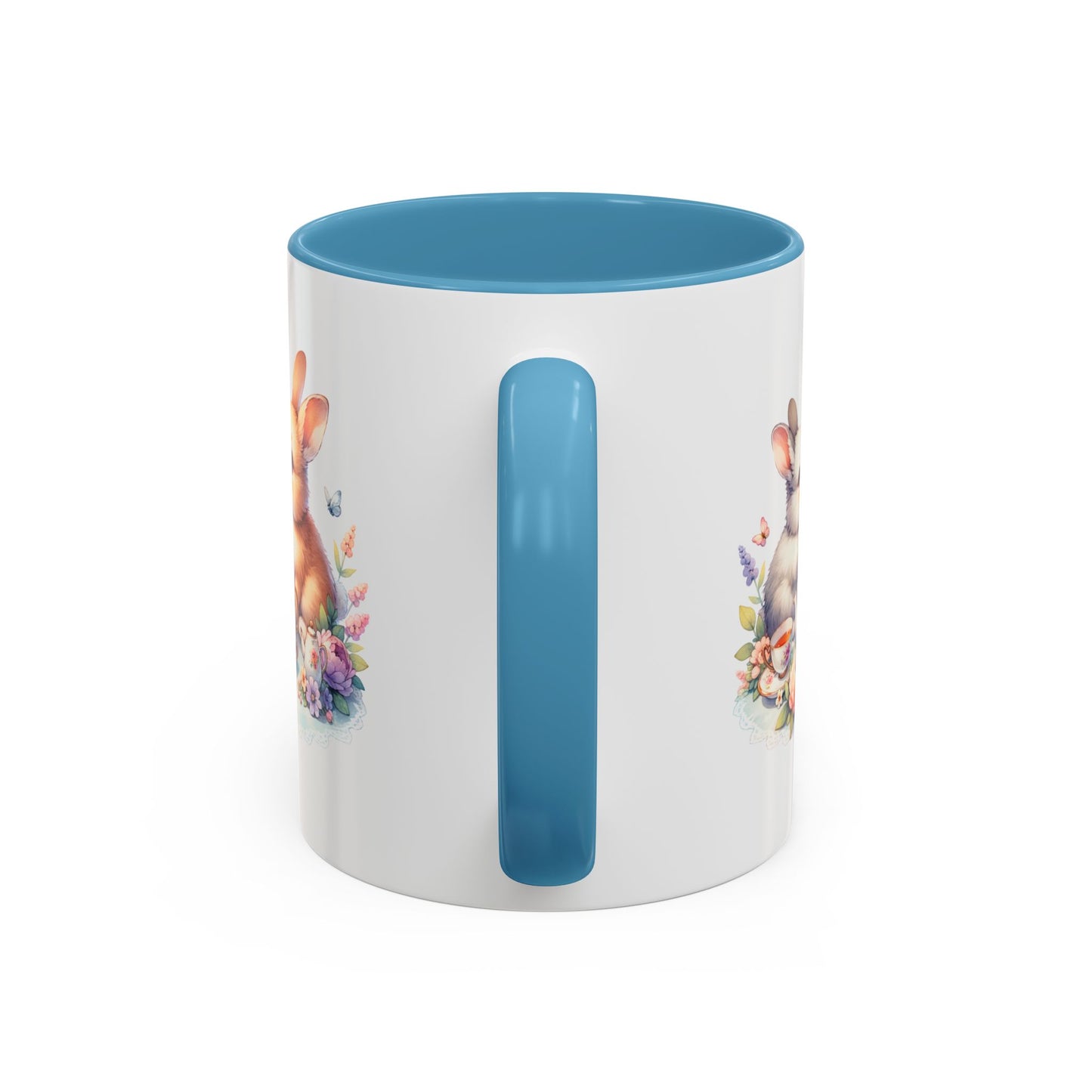 Whimsical Bunny Coffee Mug, Cute Bunny Mug for Spring, Easter Gift, Floral Rabbit Mug, Fun Coffee Cup