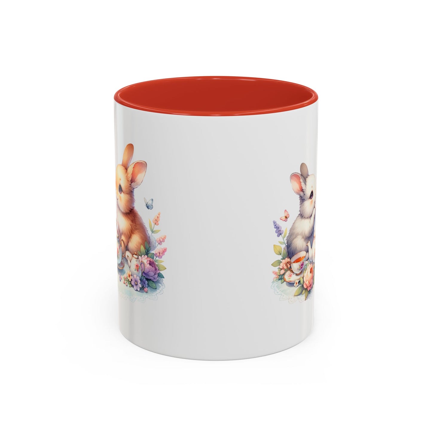 Whimsical Bunny Coffee Mug, Cute Bunny Mug for Spring, Easter Gift, Floral Rabbit Mug, Fun Coffee Cup