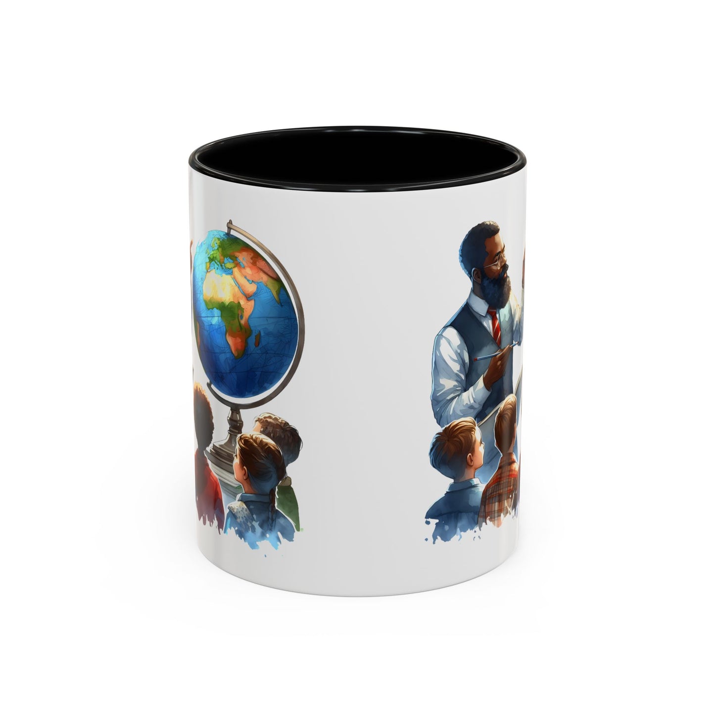 World Teacher Accent Coffee Mug - Inspiring Gift for Educators, Classroom Decor, Study Sessions, Teacher Appreciation, Travel Enthusiasts