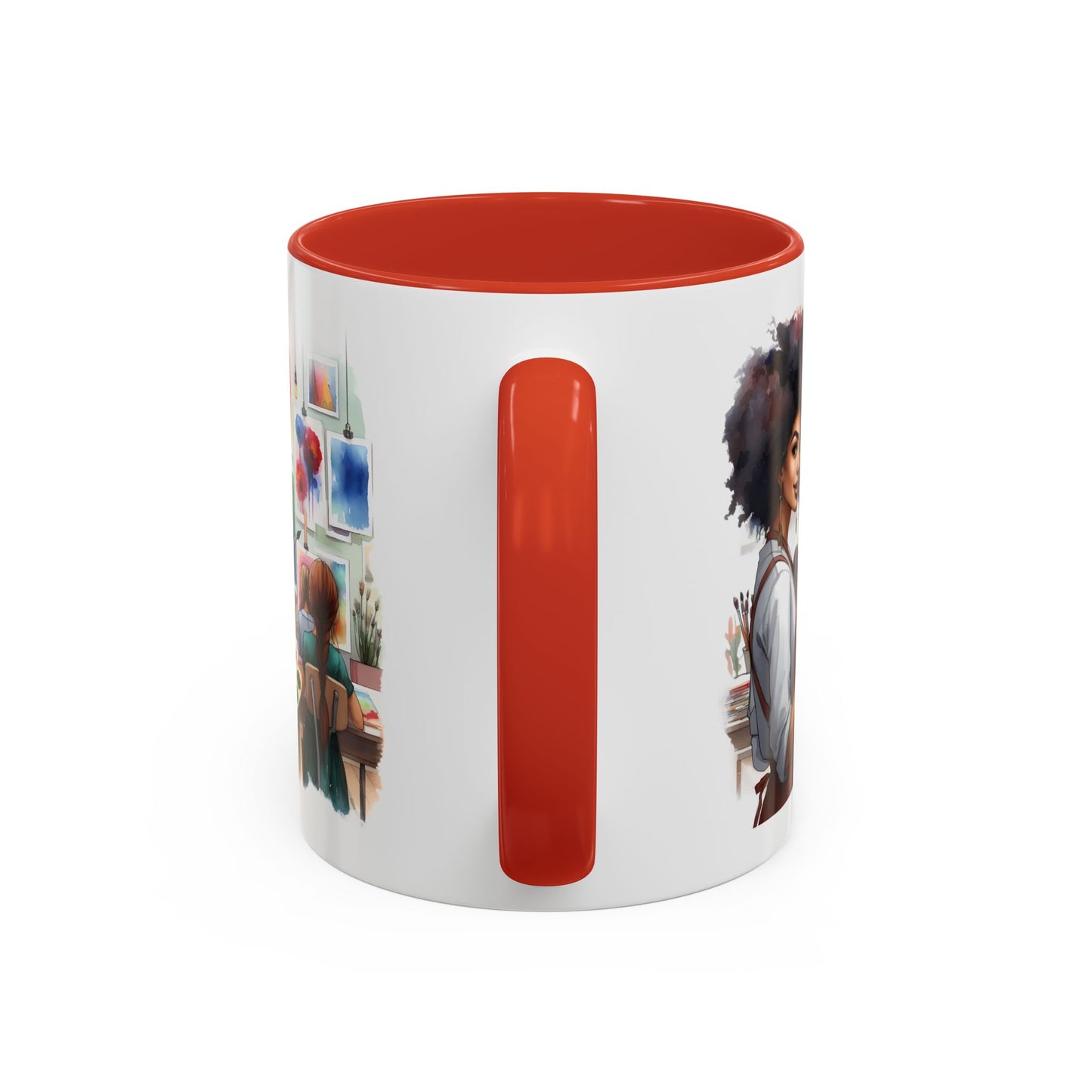 Artistic Creative Coffee Mug for Artists, Unique Mug Gift, Black Handle Ceramic Cup, Inspirational Art Lover Drinkware, Paint Palette Design